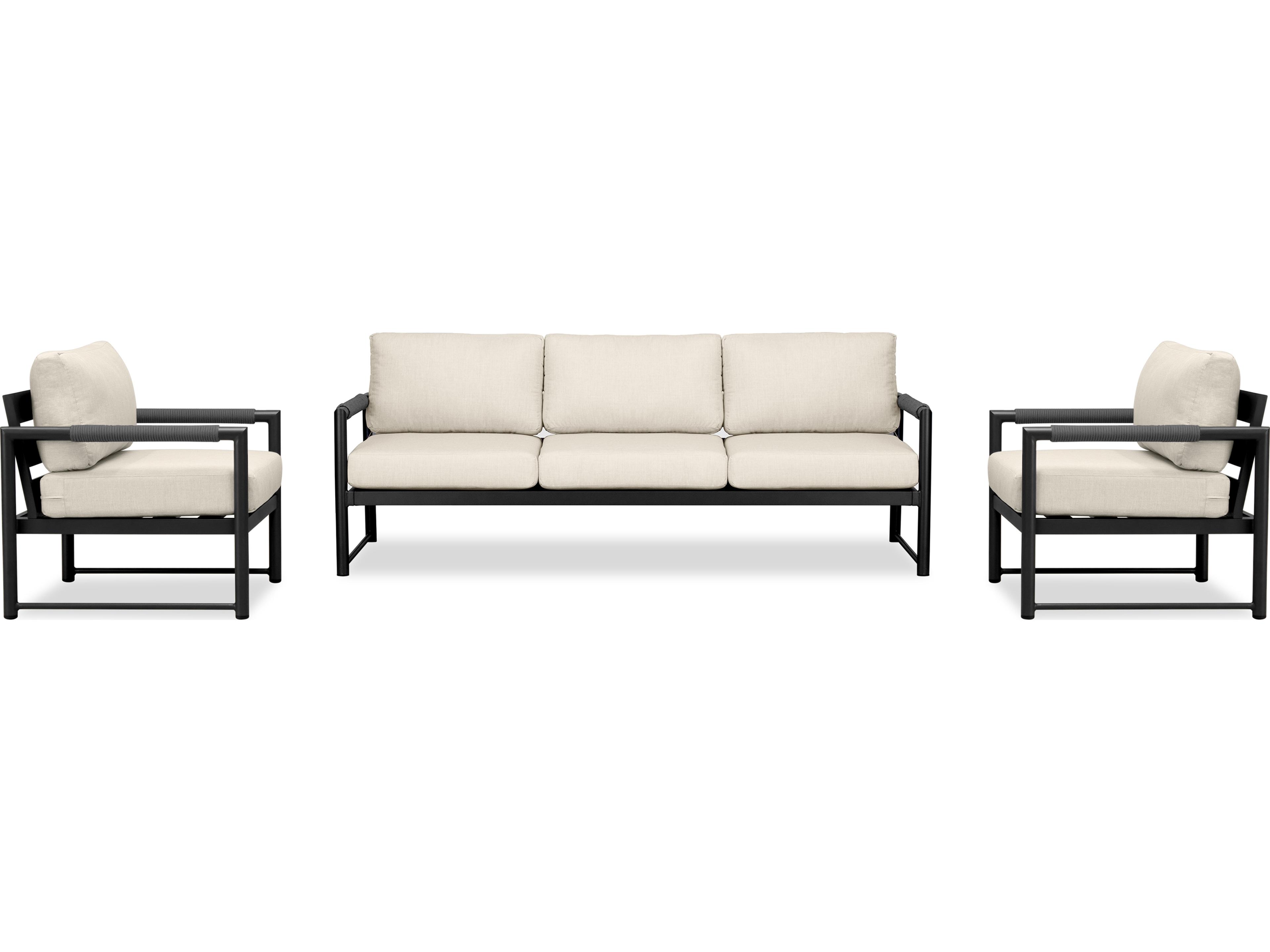 Harmonia Living Alto Aluminum 3 Piece Sofa Outdoor Patio Lounge Set