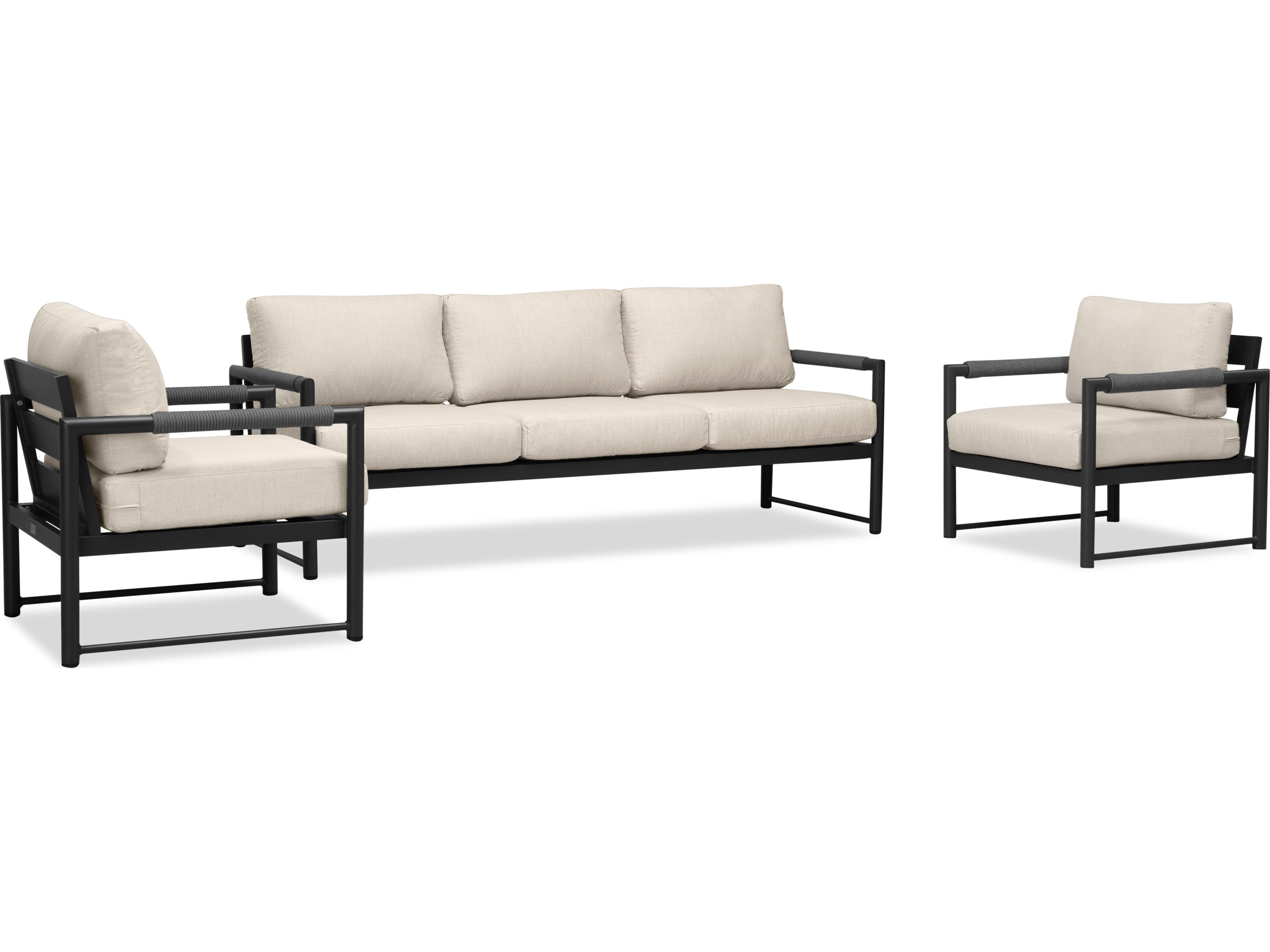 Harmonia Living Alto Aluminum 3 Piece Sofa Outdoor Patio Lounge Set