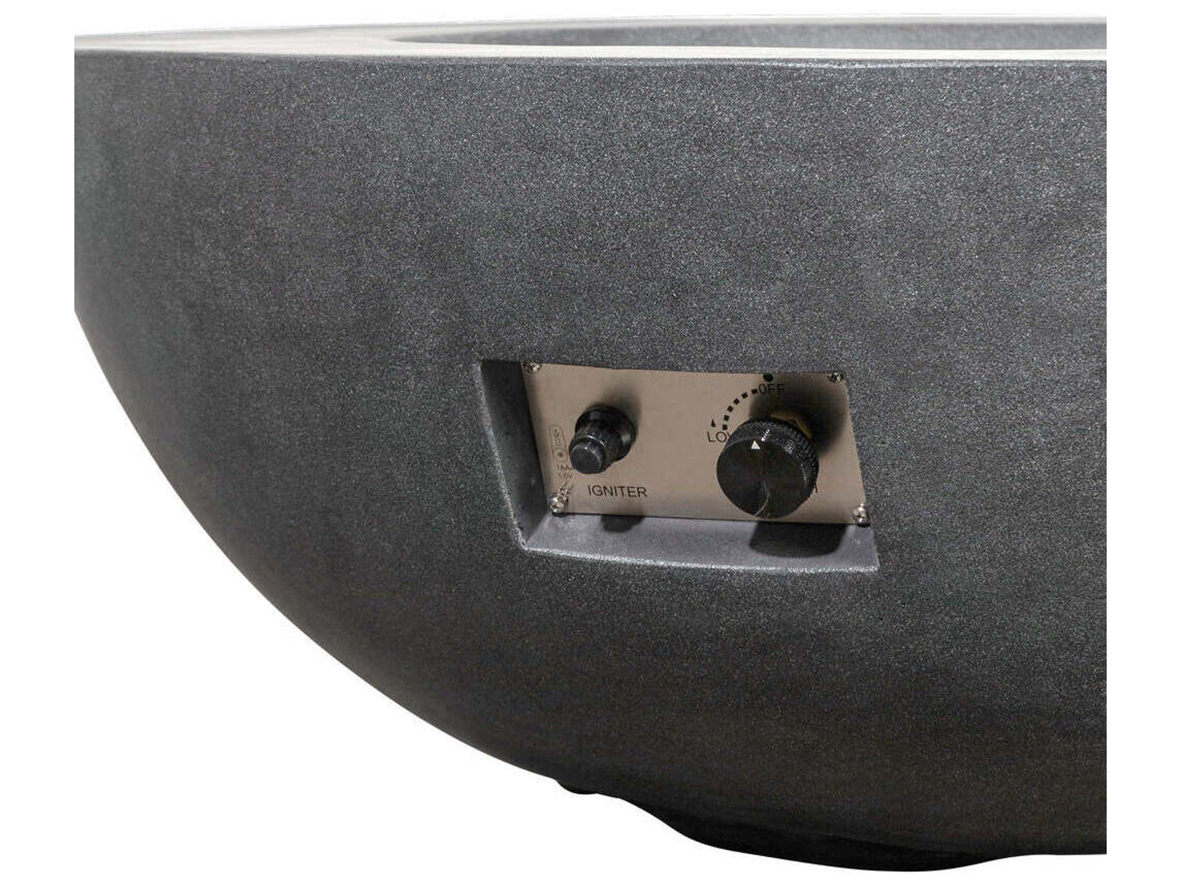 Harmonia Living Beton 42" Round Bowl Concrete Natural Gas Fire Pit with Push Button Ignition