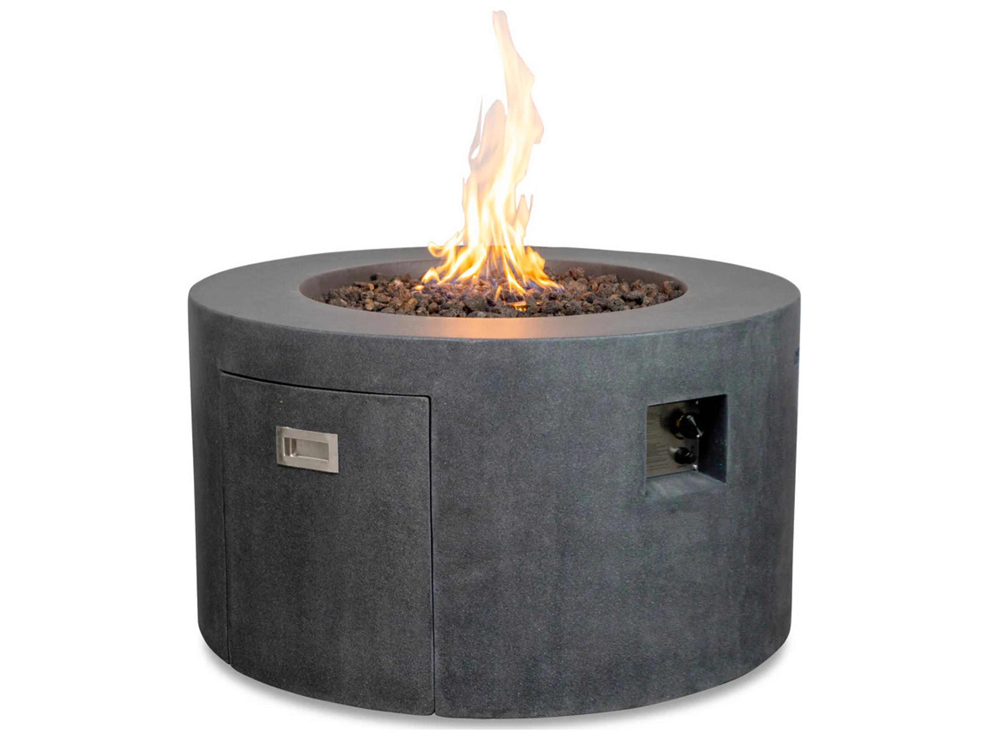 Harmonia Living Beton 42" Round Concrete Propane Gas Fire Pit with Access Door