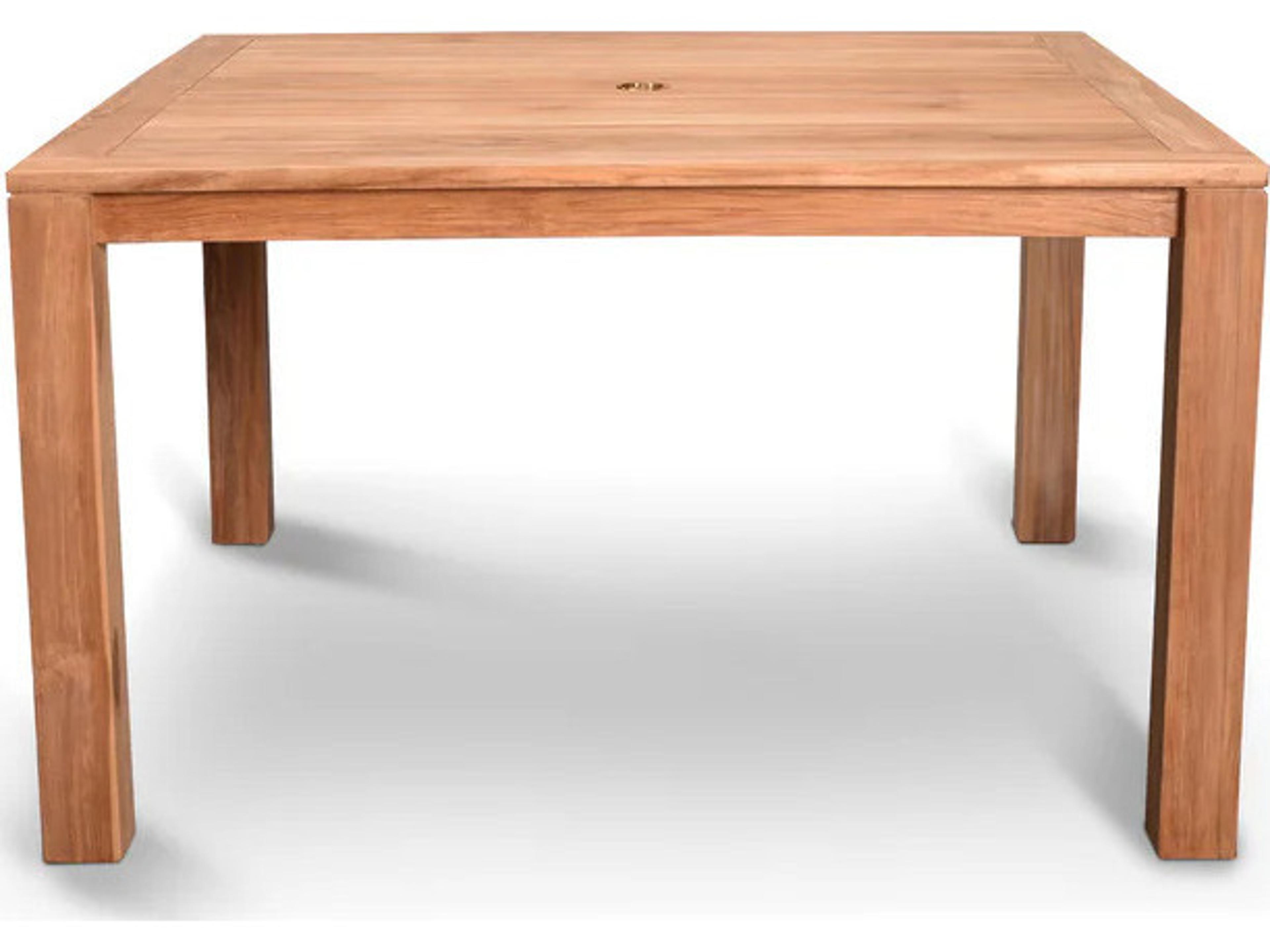 Harmonia Living Classic Teak 43" Square Dining Table with Umbrella Hole