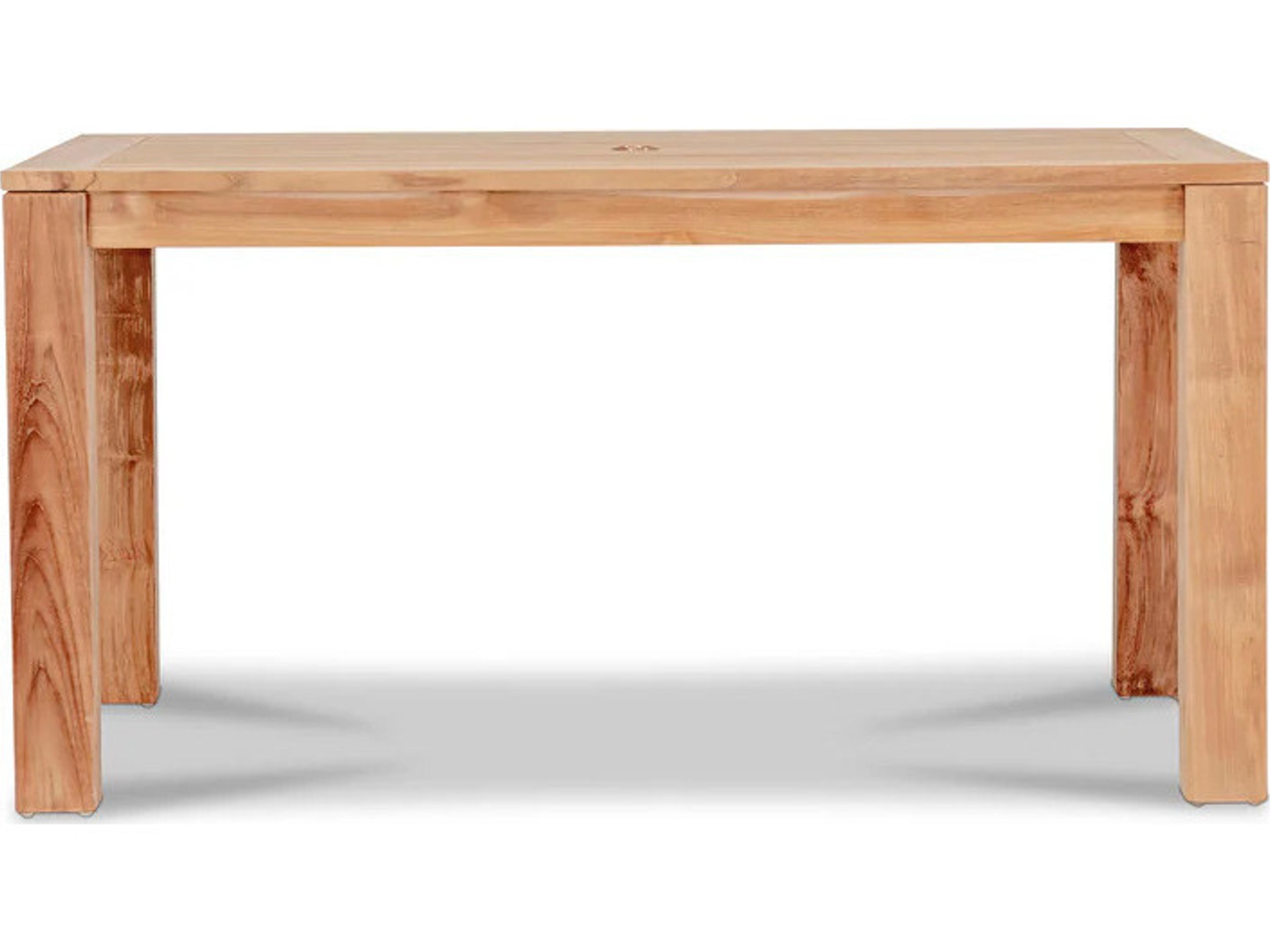 Harmonia Living Classic Teak 60" Rectangular Dining Table with Umbrella Hole