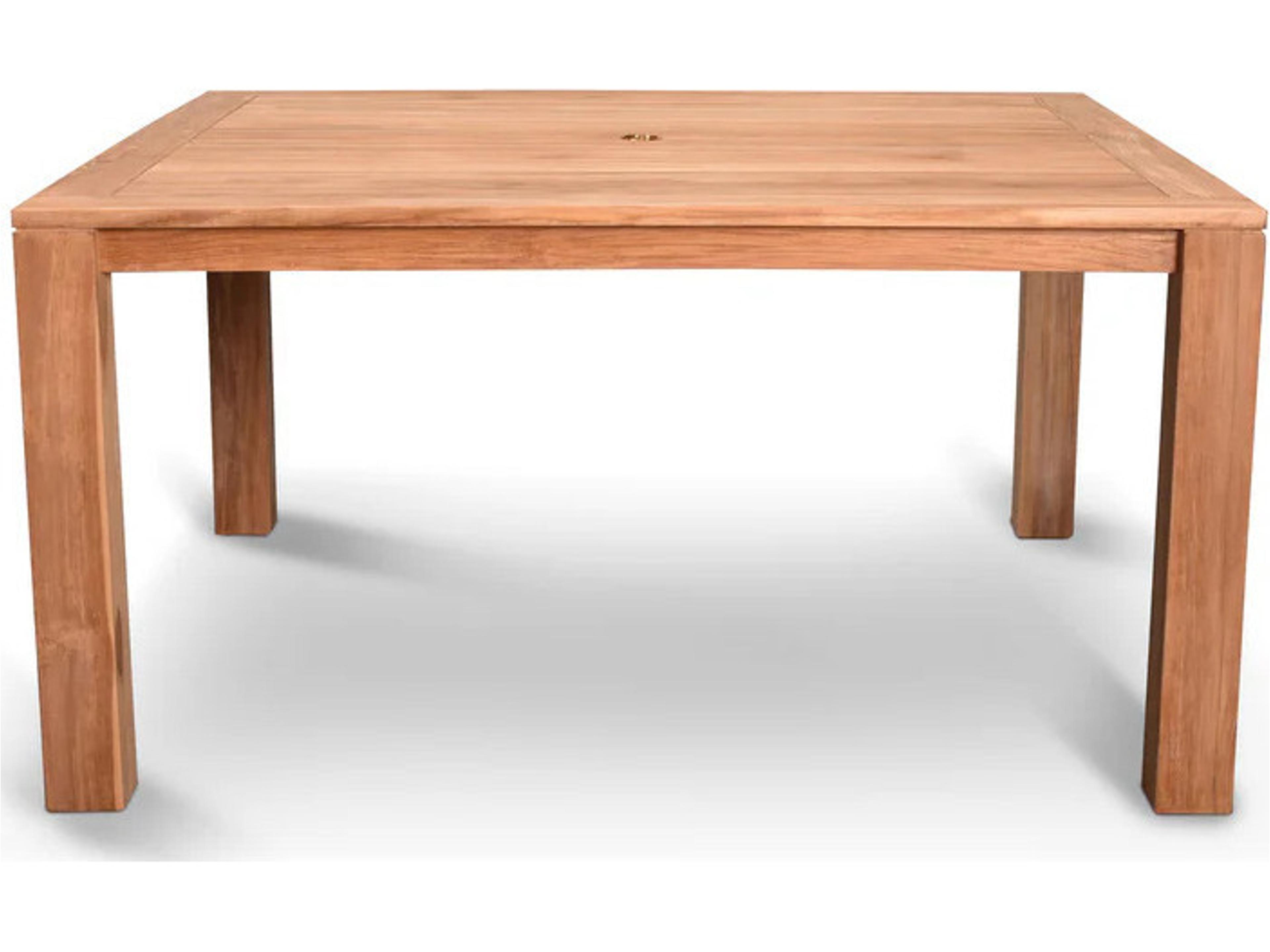 Harmonia Living Classic Teak 60" Square Dining Table with Umbrella Hole