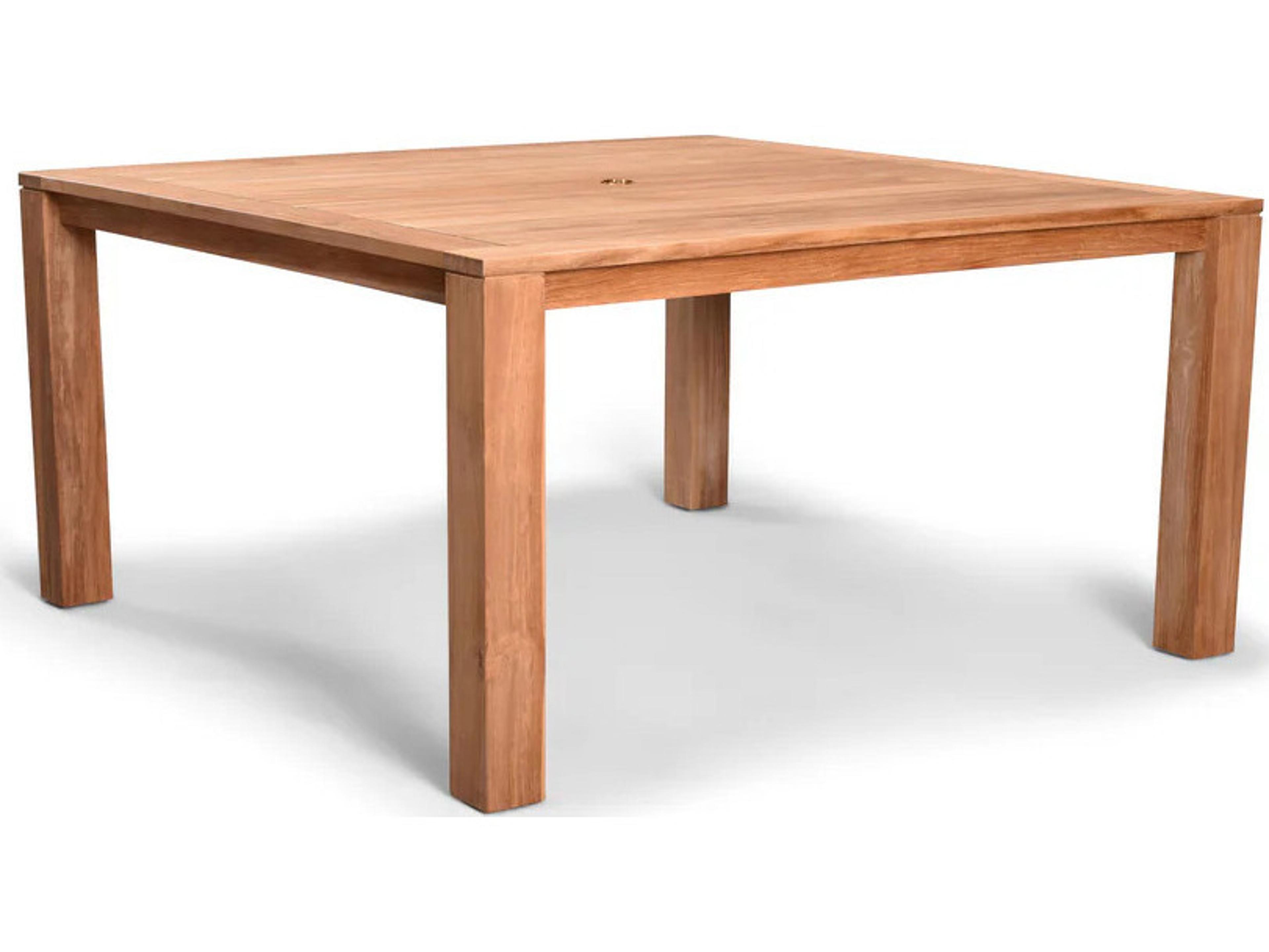 Classic Teak 60" Square Dining Table with Umbrella Hole
