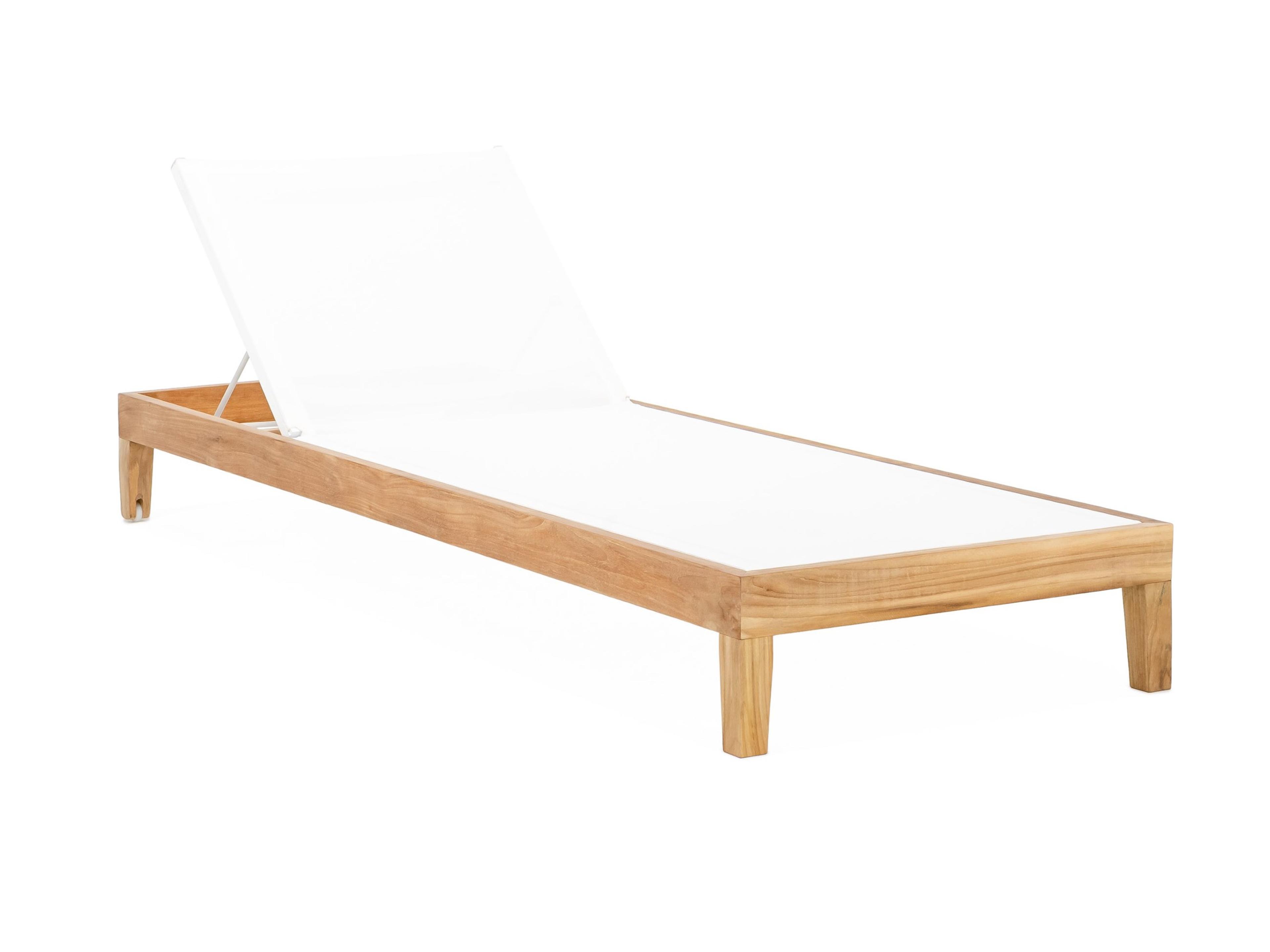 Classic Teak Sling Chaise Lounge in White