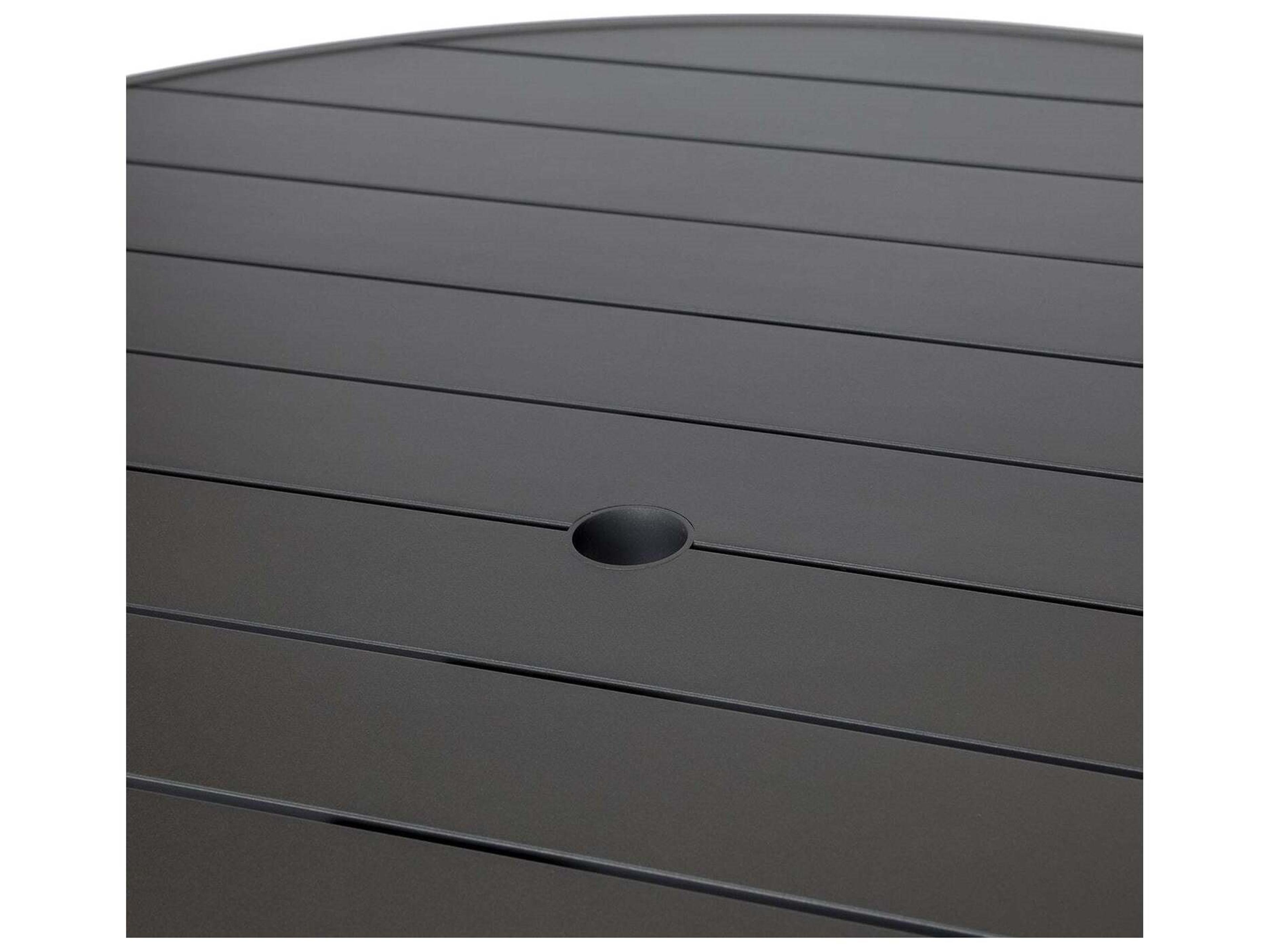 Harmonia Living Classic Aluminum Black 48" Round Dining Table with Umbrella Hole