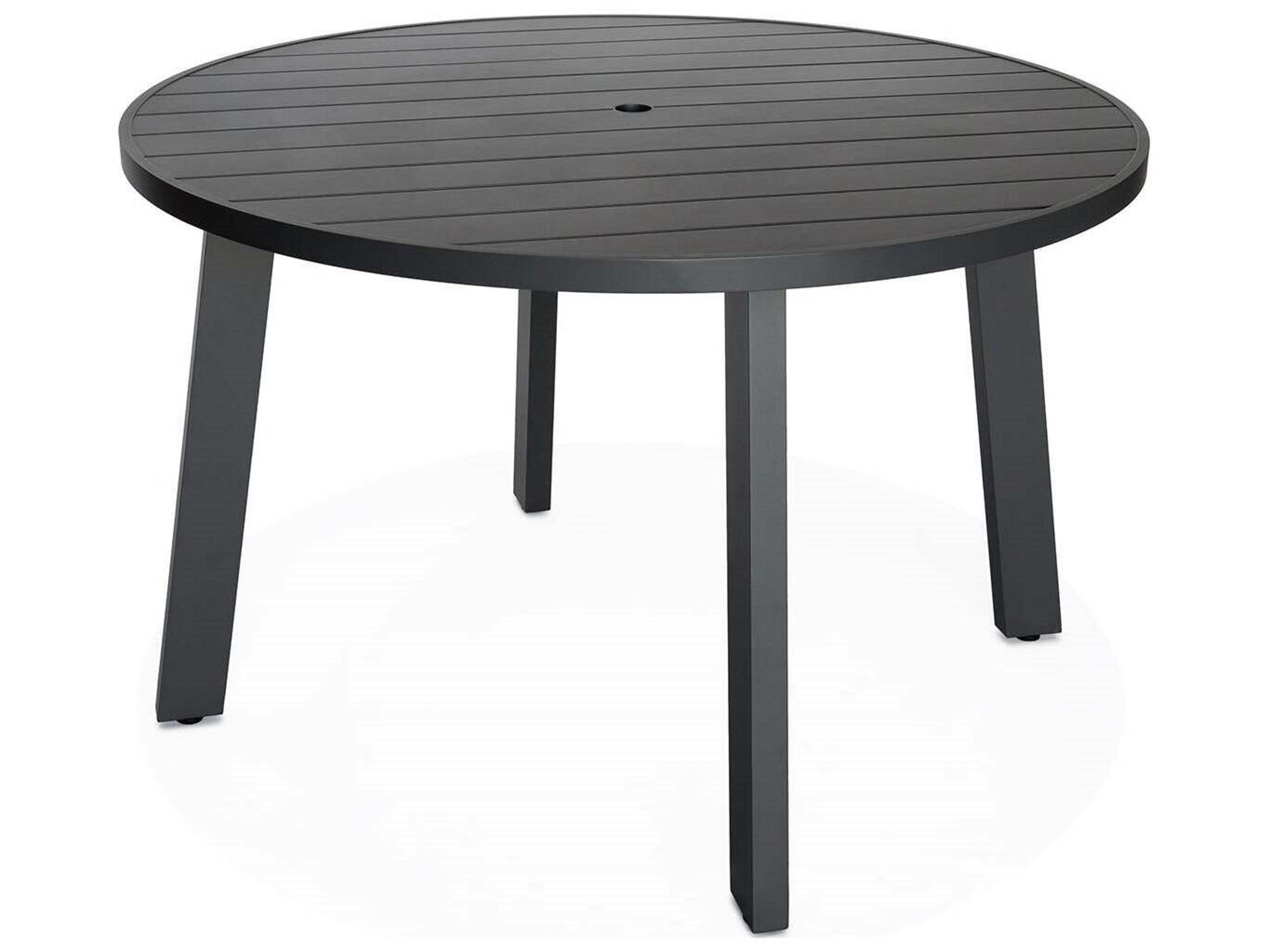 Classic Aluminum Black 35.5" Square Bar Table with Umbrella Hole