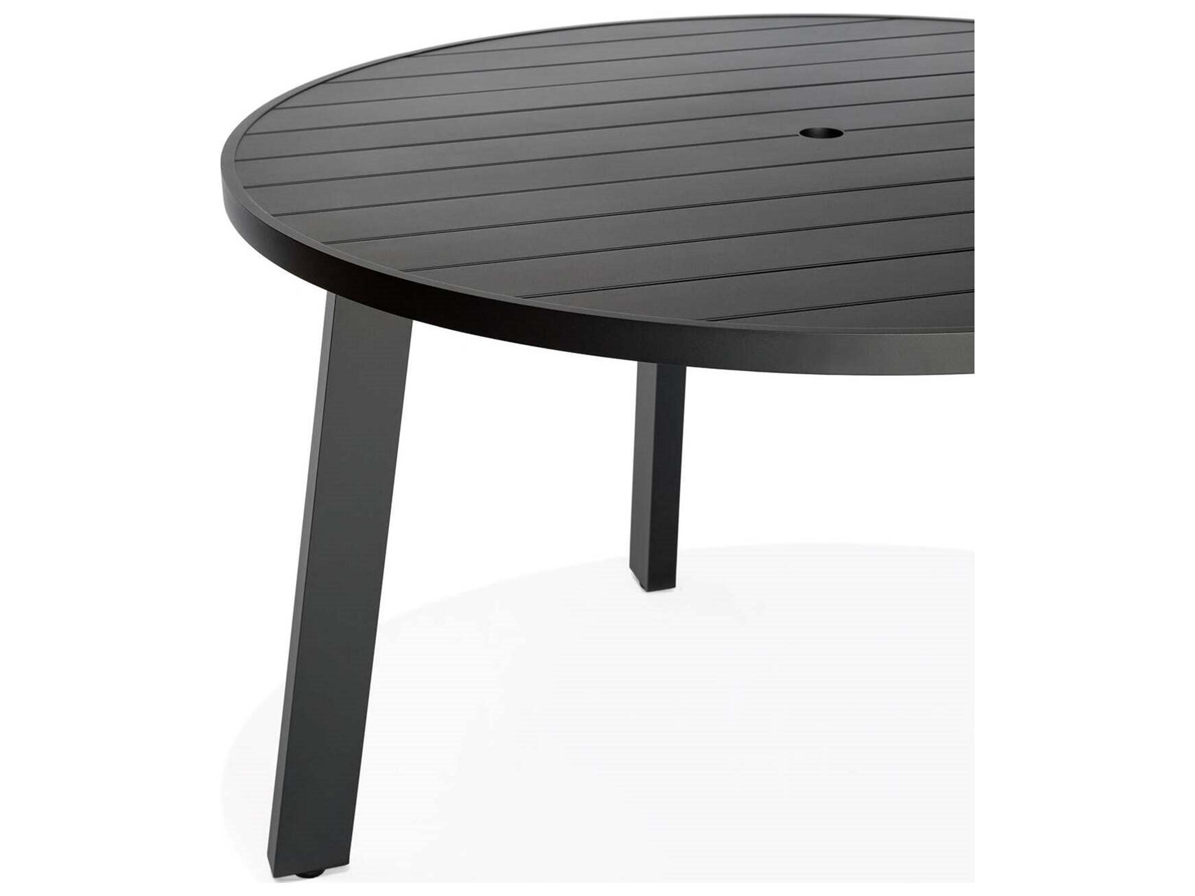 Harmonia Living Classic Aluminum Black 35.5" Square Bar Table with Umbrella Hole