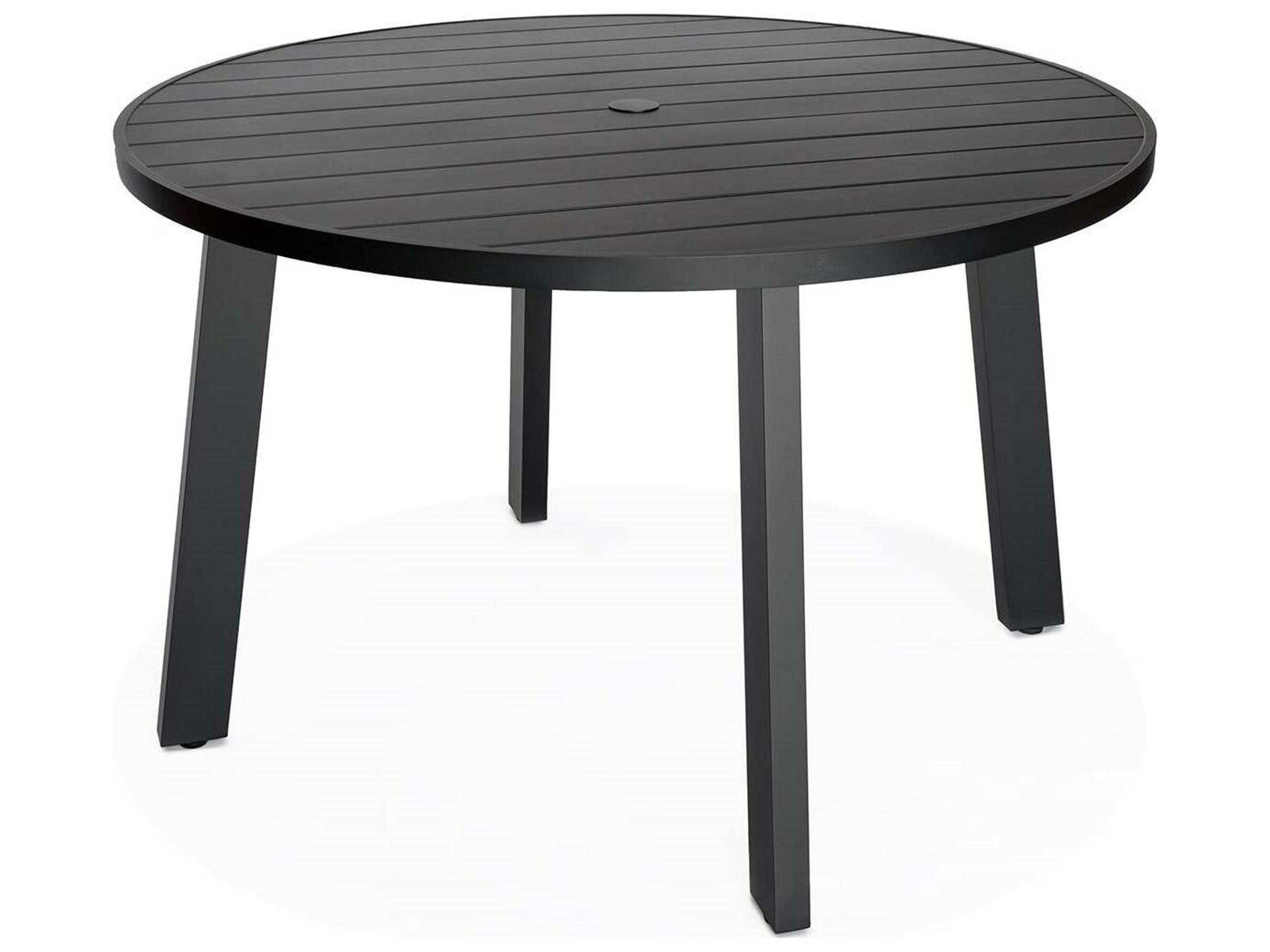 Harmonia Living Classic Aluminum Black 35.5" Square Bar Table with Umbrella Hole