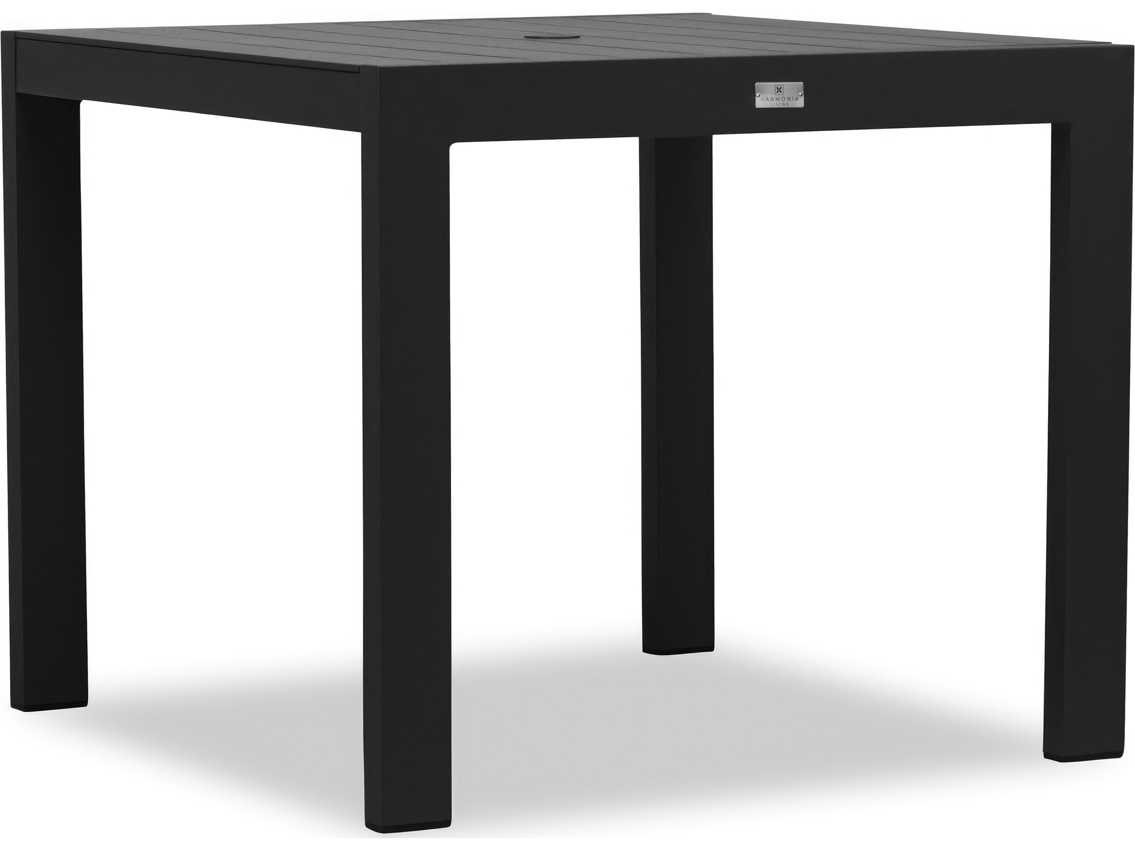 Harmonia Living Classic Aluminum Square Dining table with Umbrella Hole