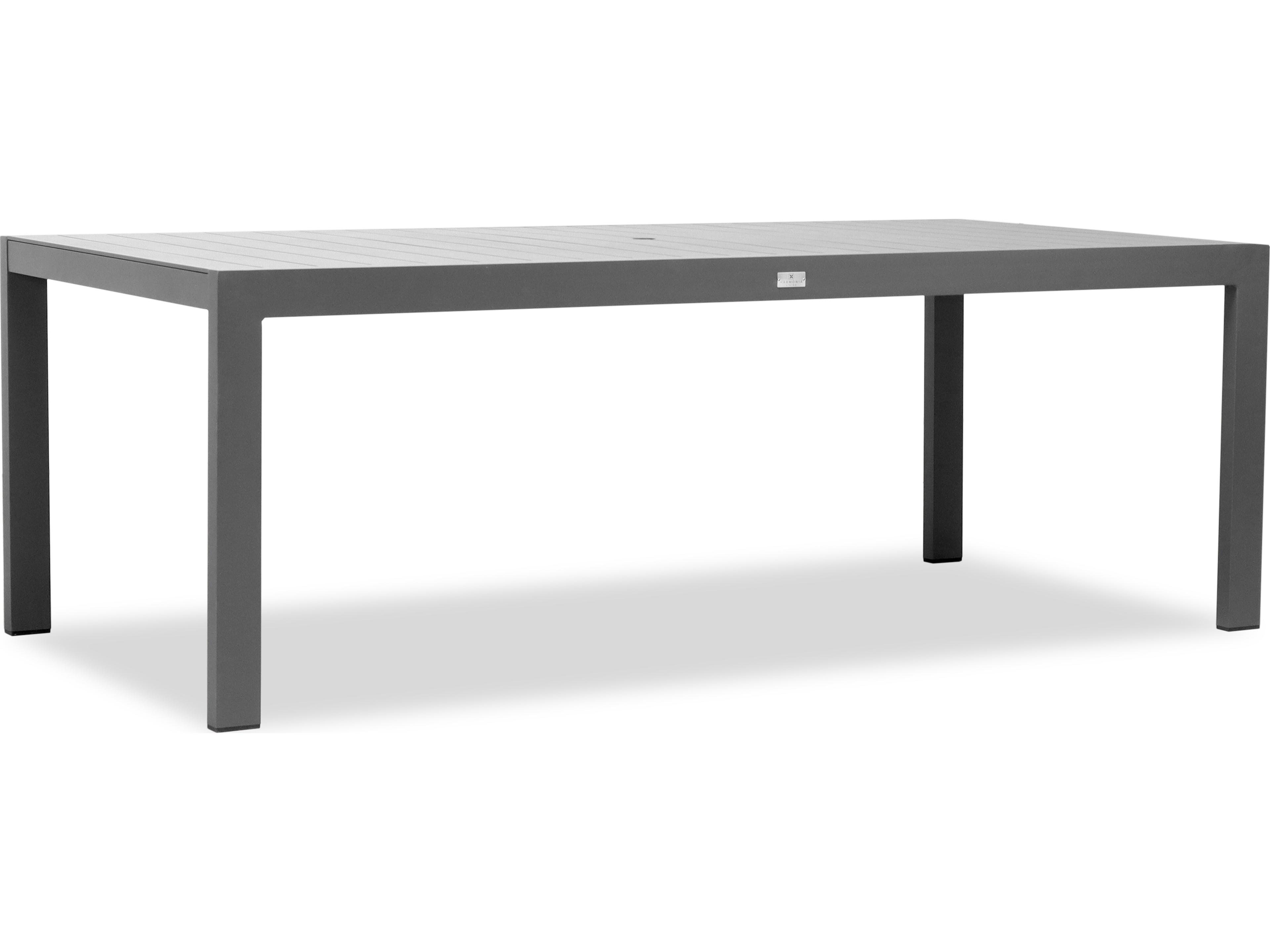 Harmonia Living Classic Aluminum Rectangular Dining table with Umbrella Hole