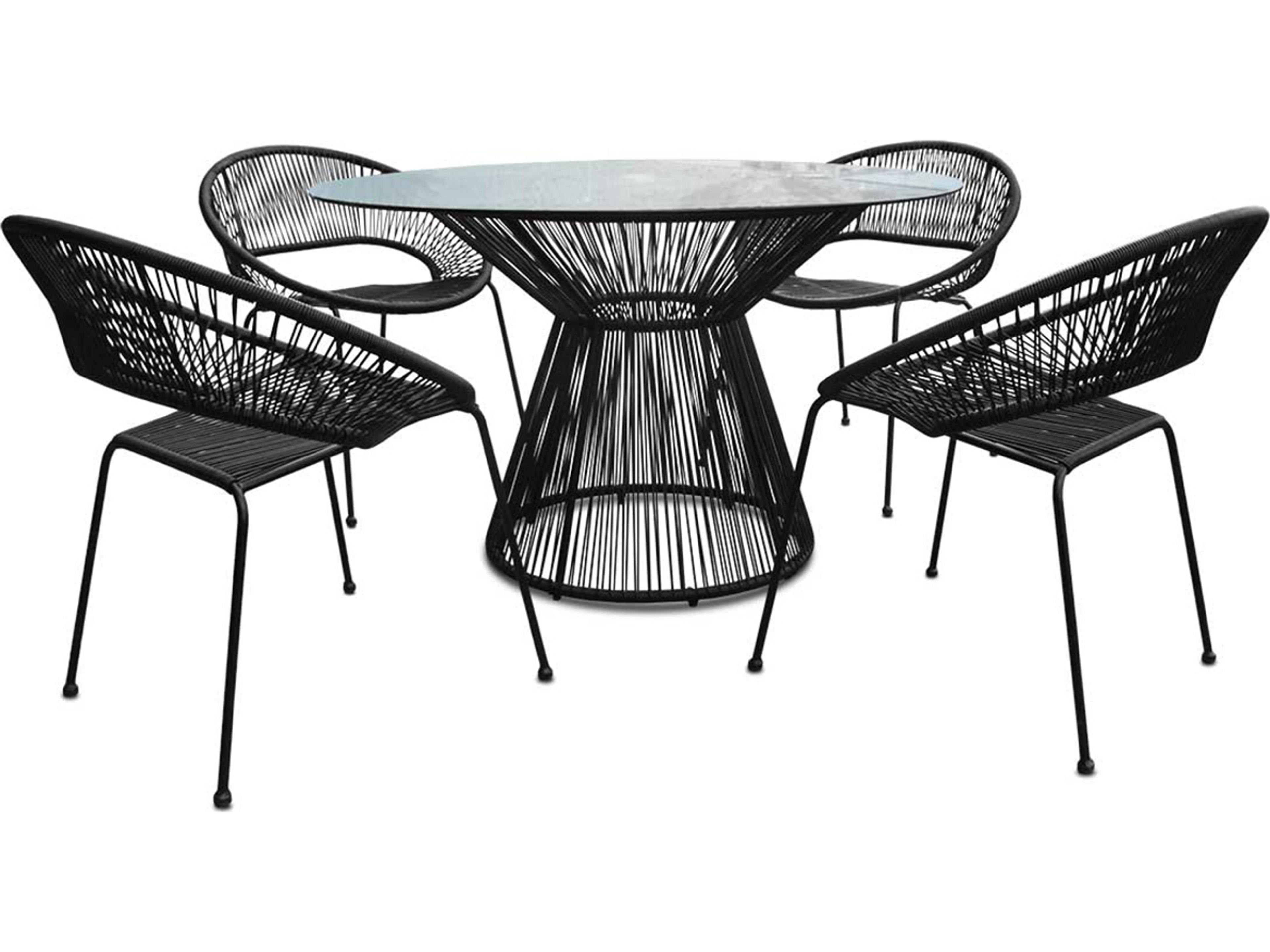 Harmonia Living Closeouts Acapulco Woven Strap 5 Piece Outdoor Dining Set
