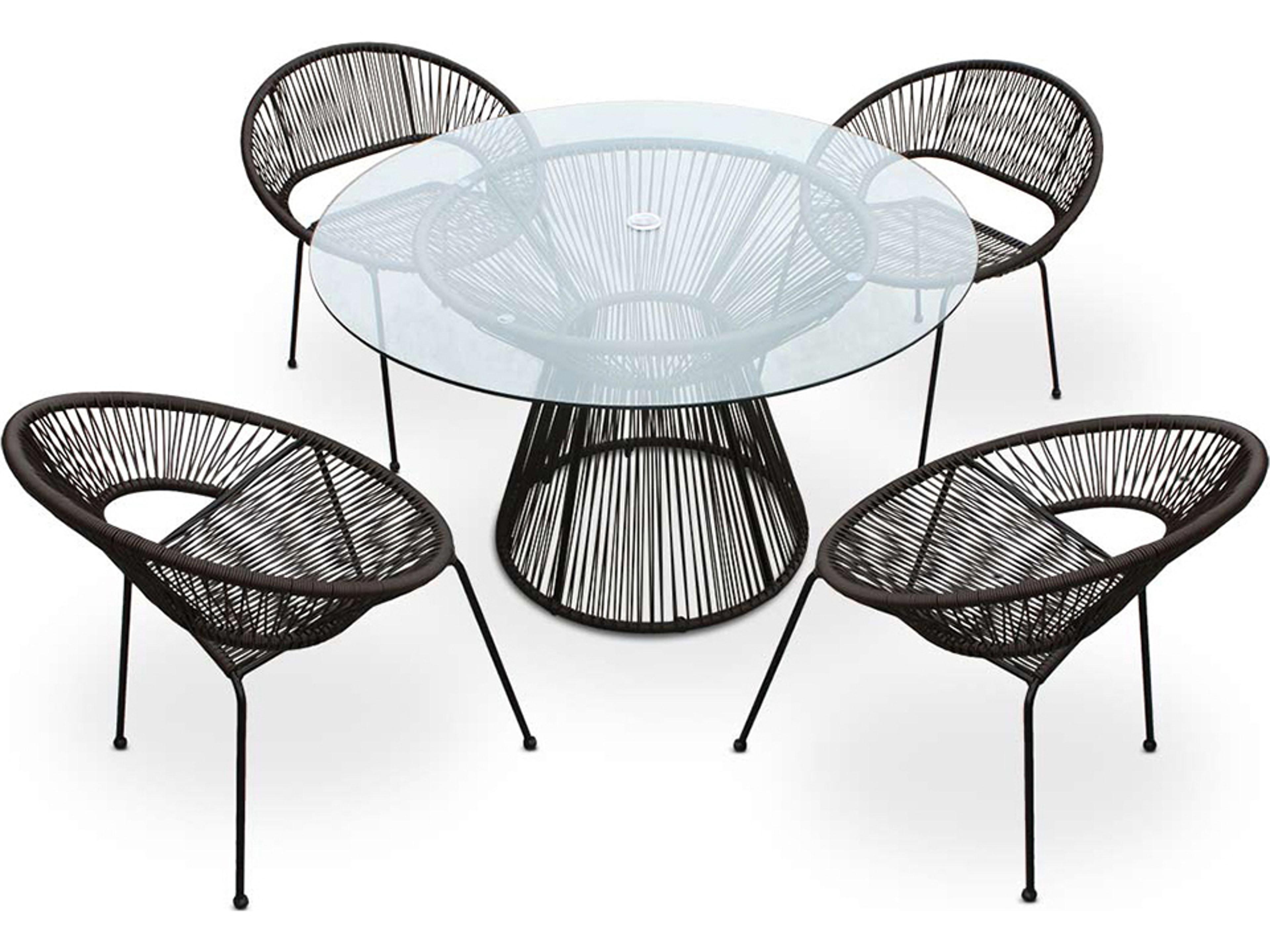 Harmonia Living Closeouts Acapulco Woven Strap 5 Piece Outdoor Dining Set