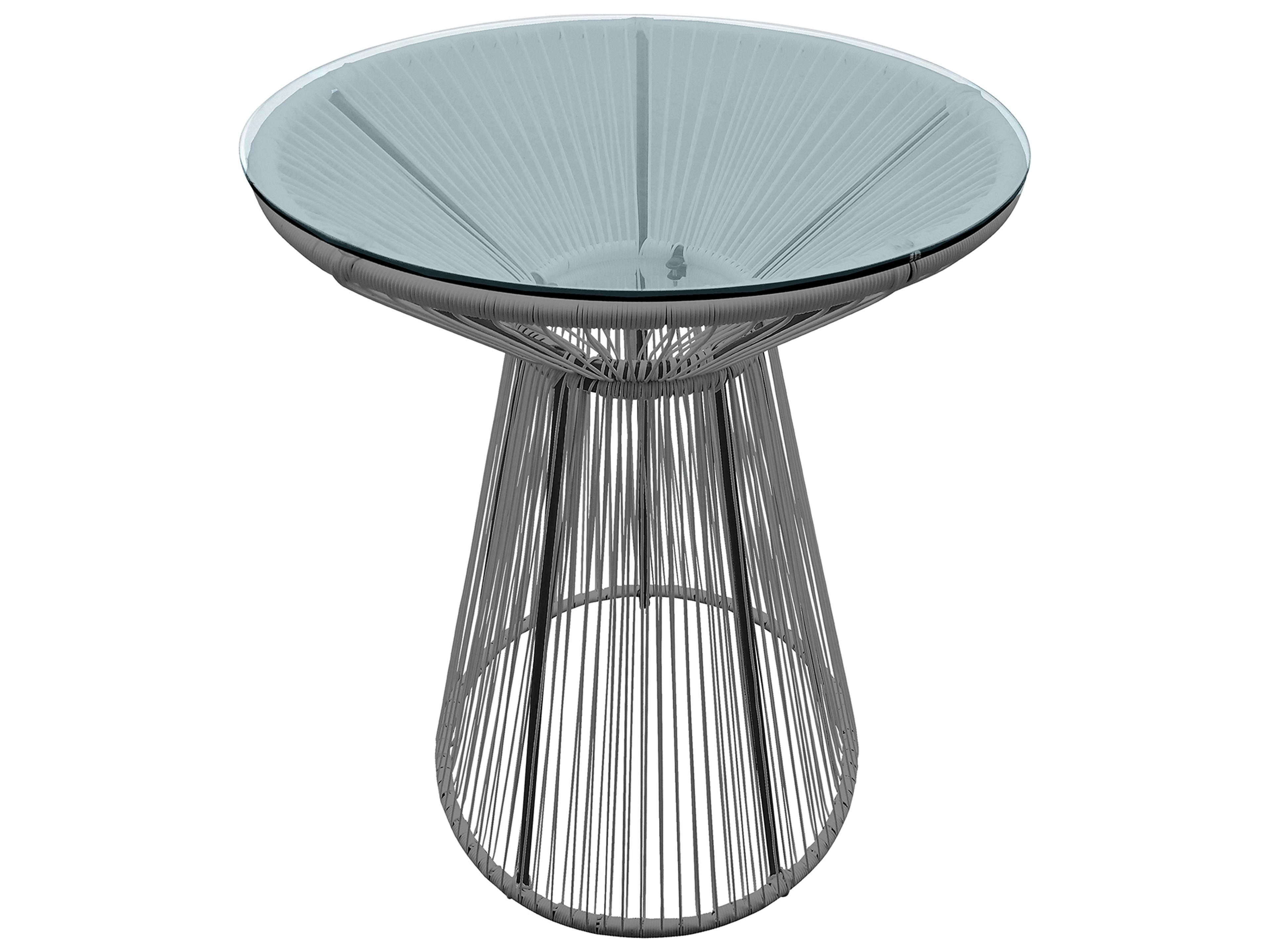 Harmonia Living Closeouts Acapulco Steel Woven Strap Round Glass Top Bar table
