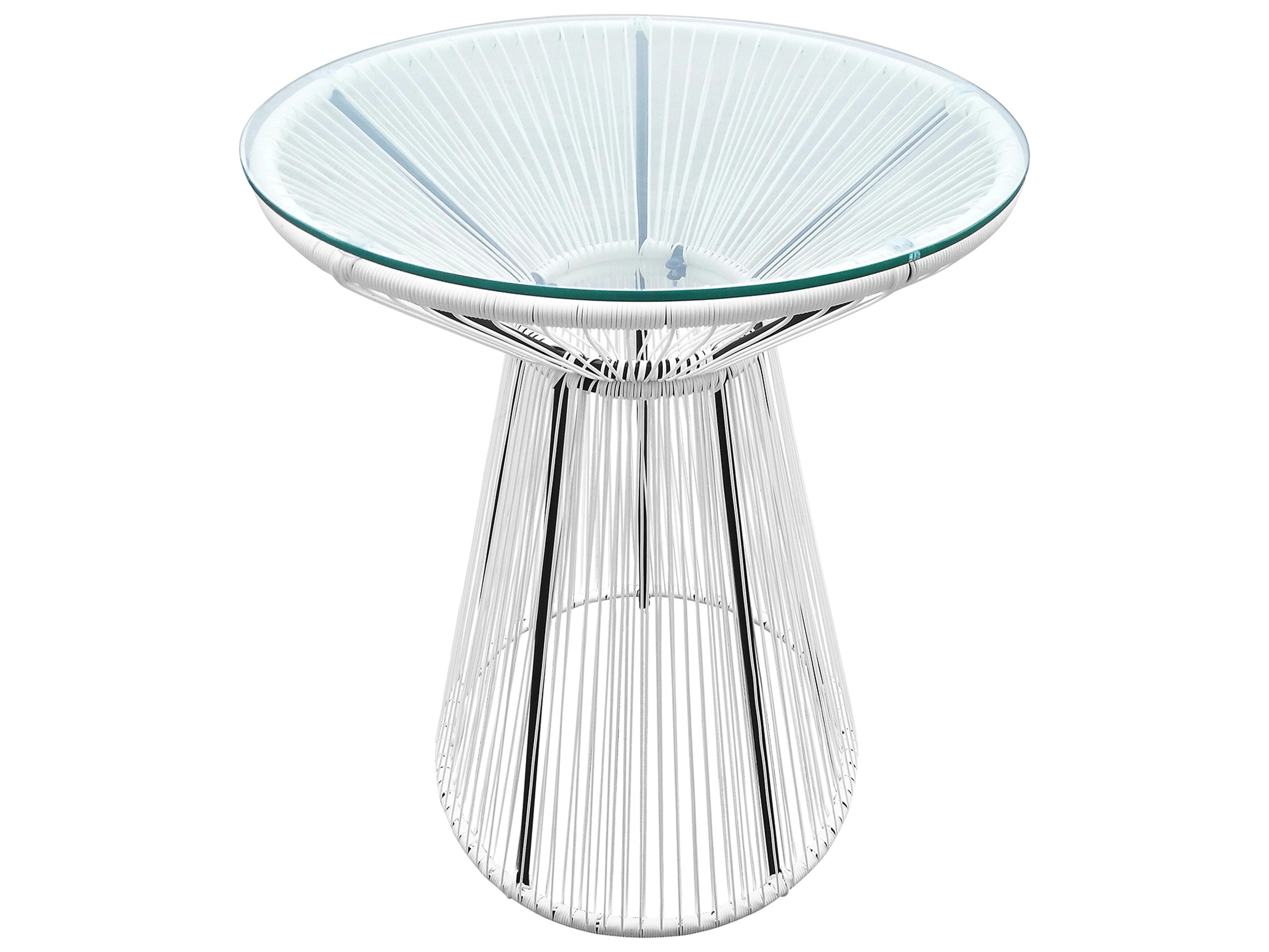 Harmonia Living Closeouts Acapulco Steel Woven Strap Round Glass Top Bar table