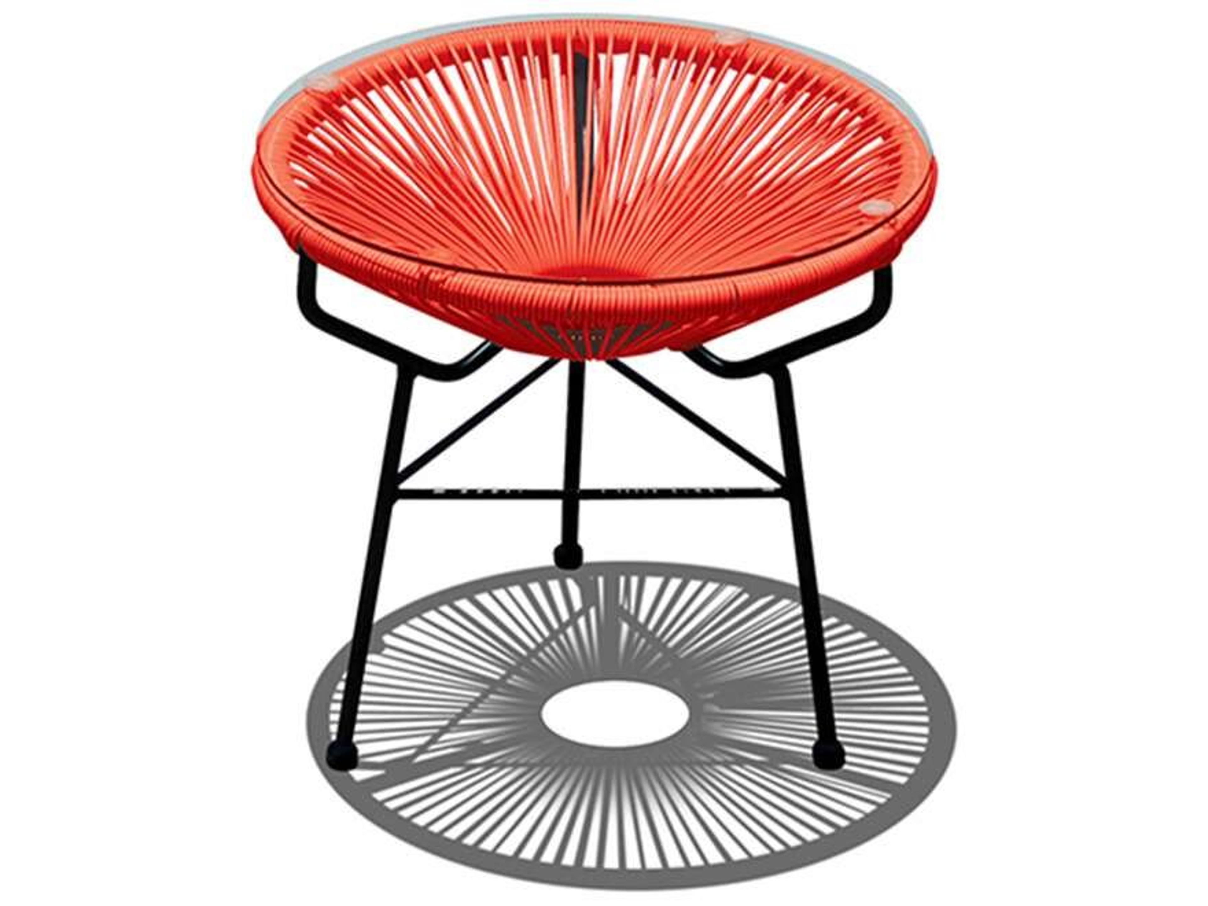 Harmonia Living Closeouts Acapulco Steel Woven Strap Round Glass Top End table/Ottoman