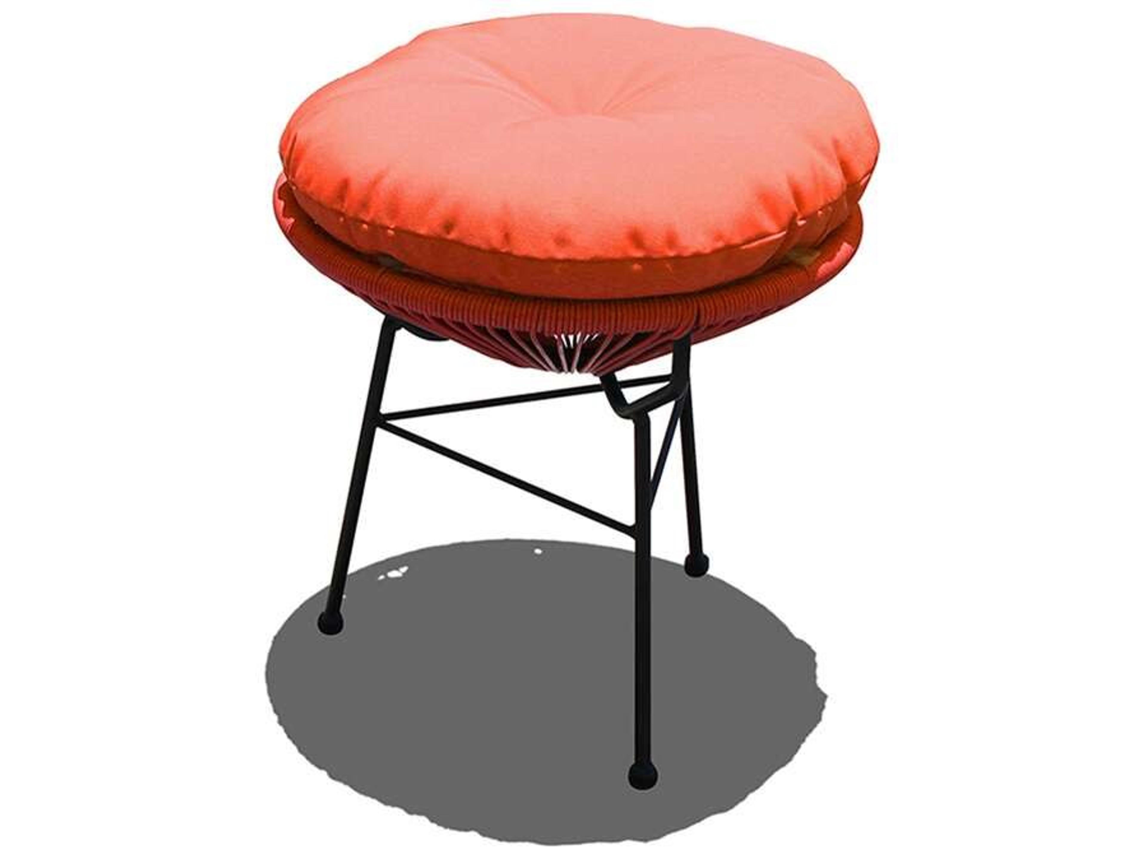 Harmonia Living Closeouts Acapulco Steel Woven Strap Round Glass Top End table/Ottoman