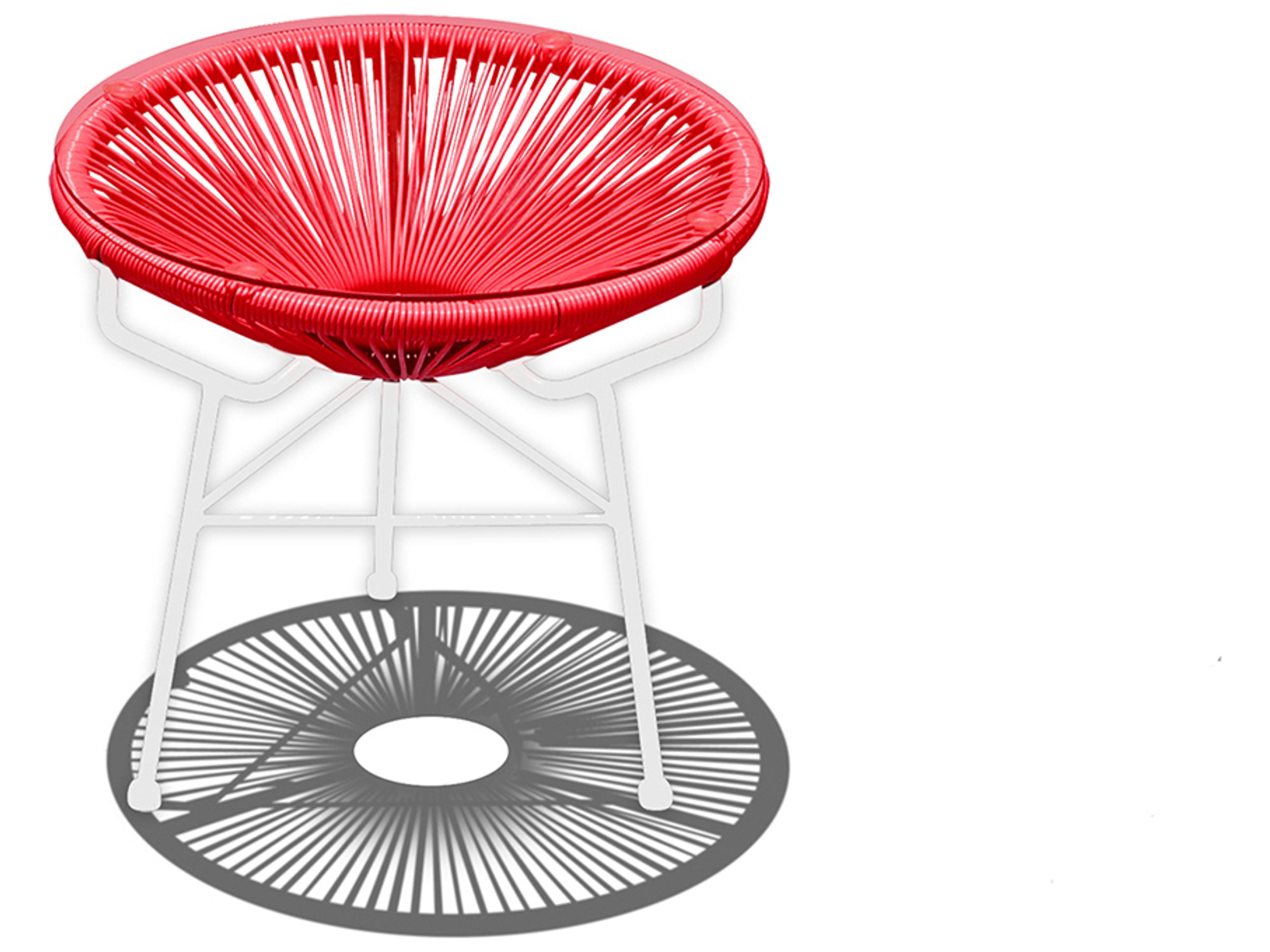 Harmonia Living Closeouts Acapulco Steel Woven Strap Round Glass Top End table/Ottoman