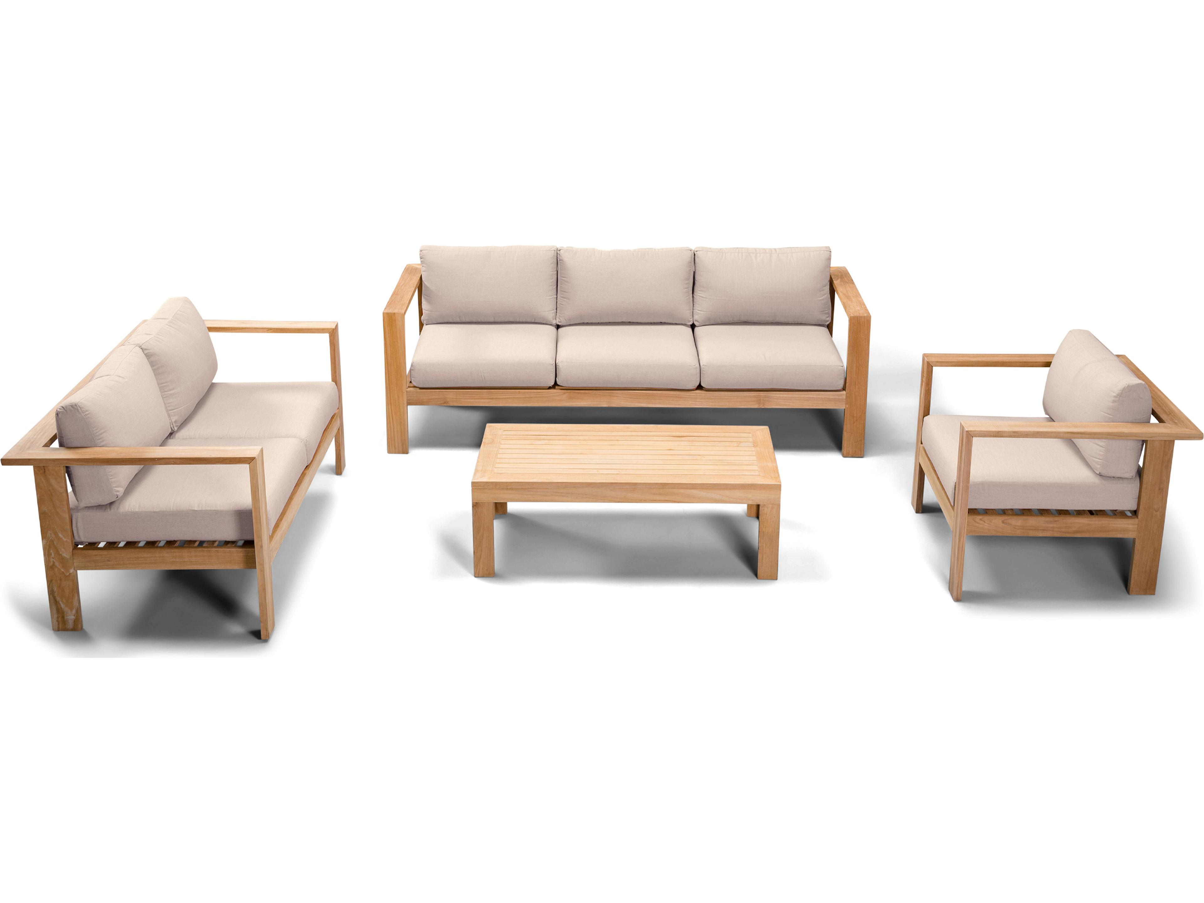 Harmonia Living Ando Teak 4 Piece Sofa Outdoor Lounge Set