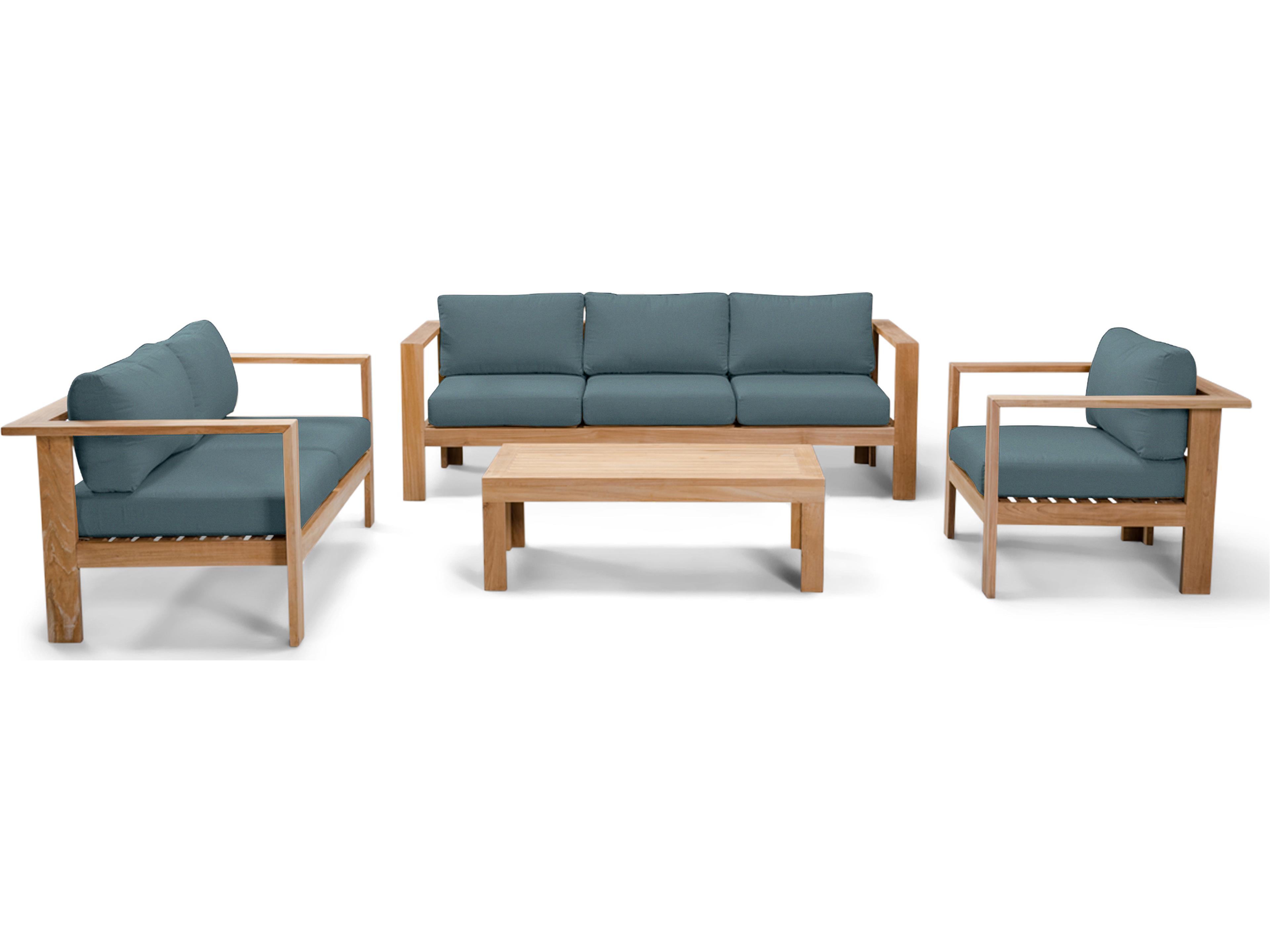 Harmonia Living Ando Teak 4 Piece Sofa Outdoor Lounge Set