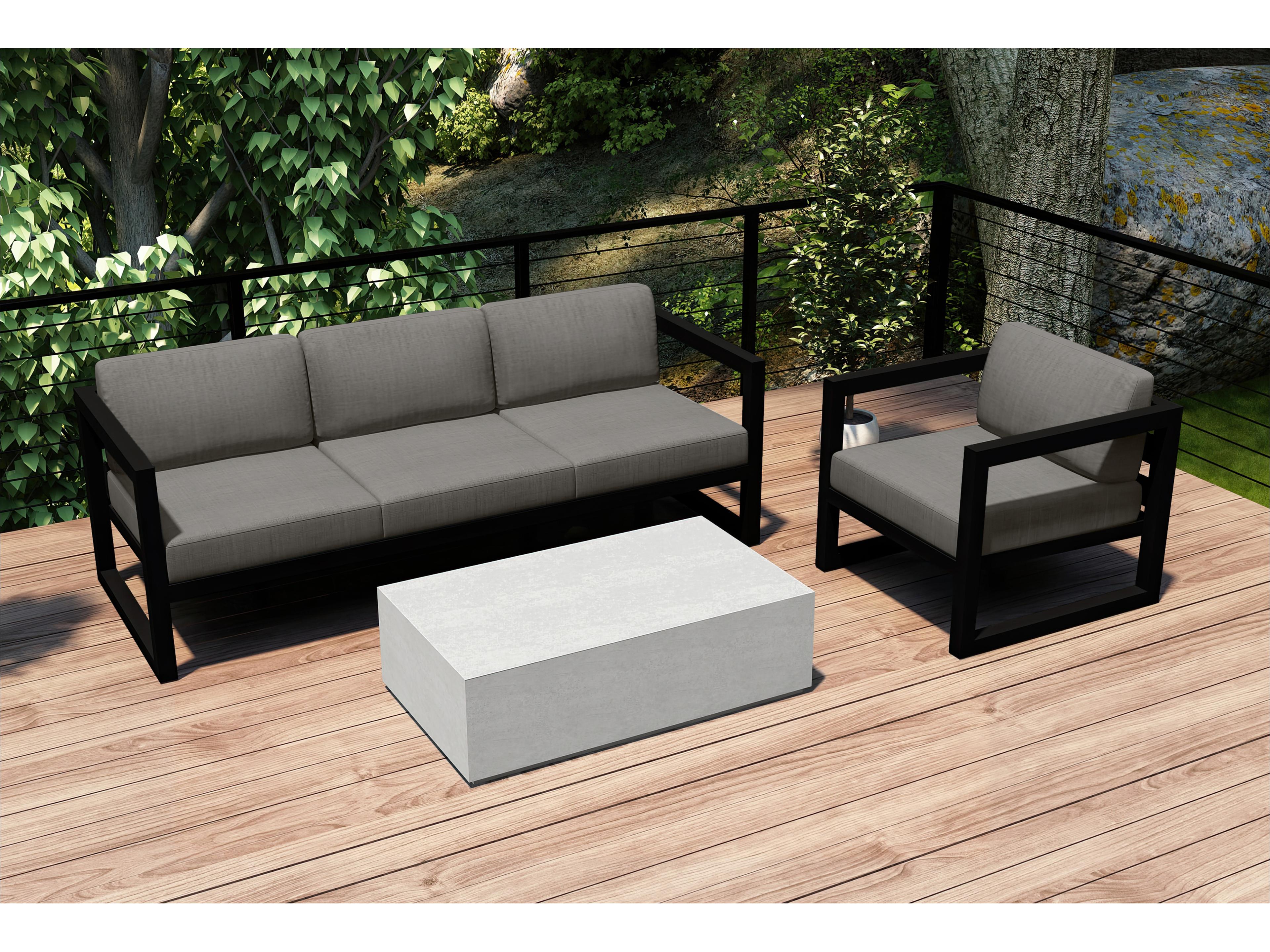 Avion Aluminum Black Mason 3 Piece Sofa Outdoor Lounge Set