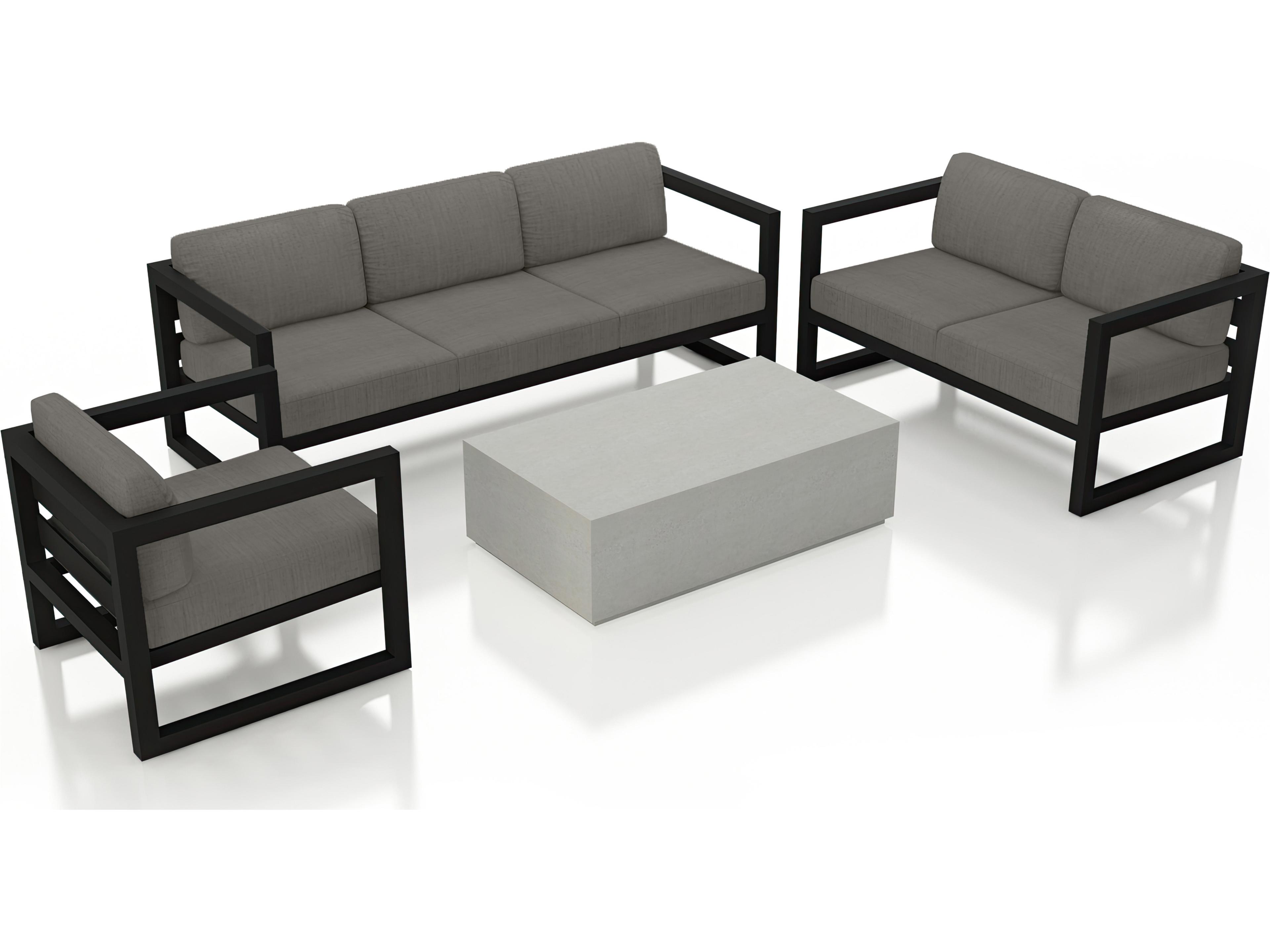 Harmonia Living Avion Aluminum Mason 4 Piece Sofa Outdoor Patio Lounge Set
