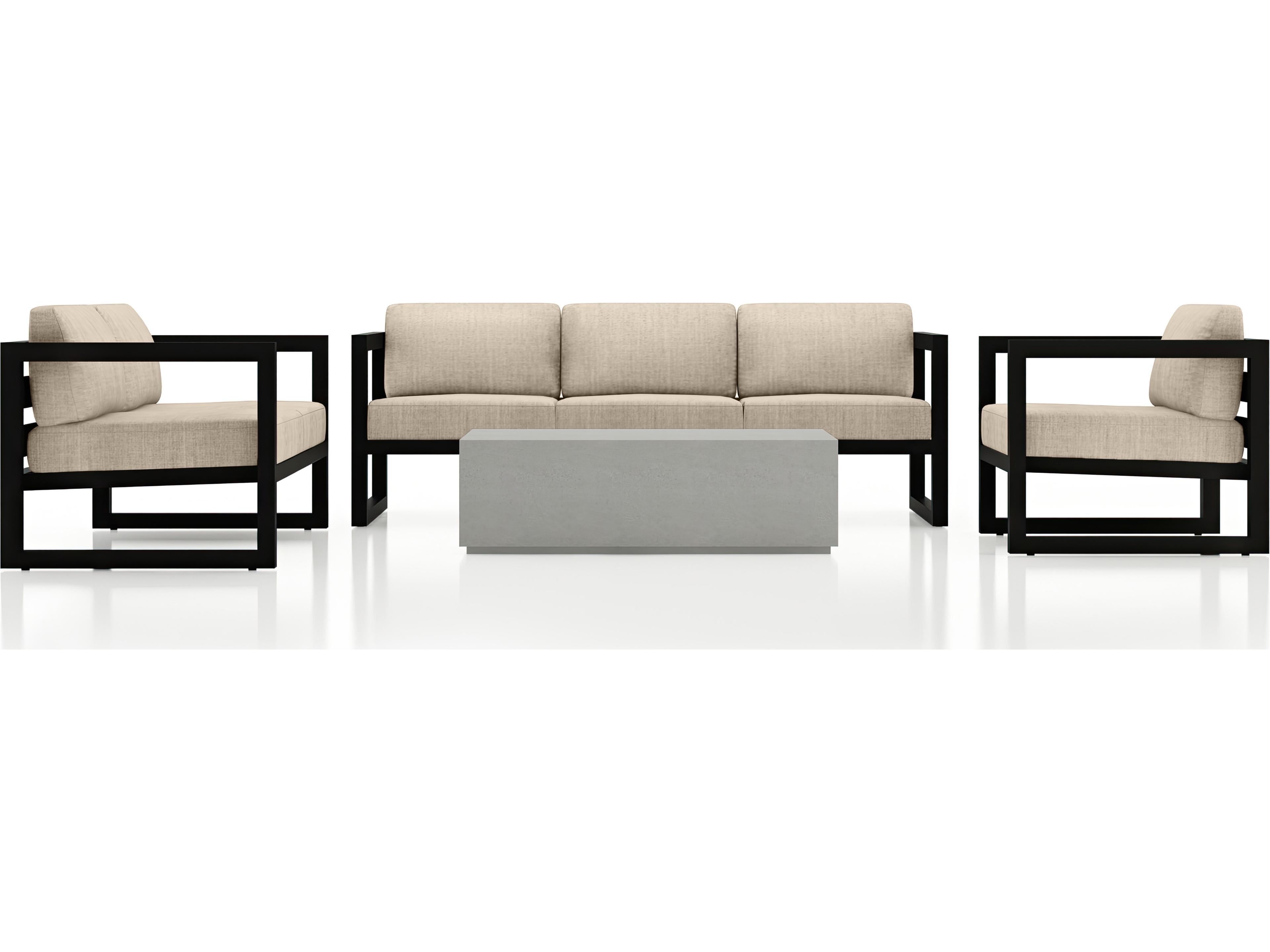 Harmonia Living Avion Aluminum Mason 4 Piece Sofa Outdoor Patio Lounge Set