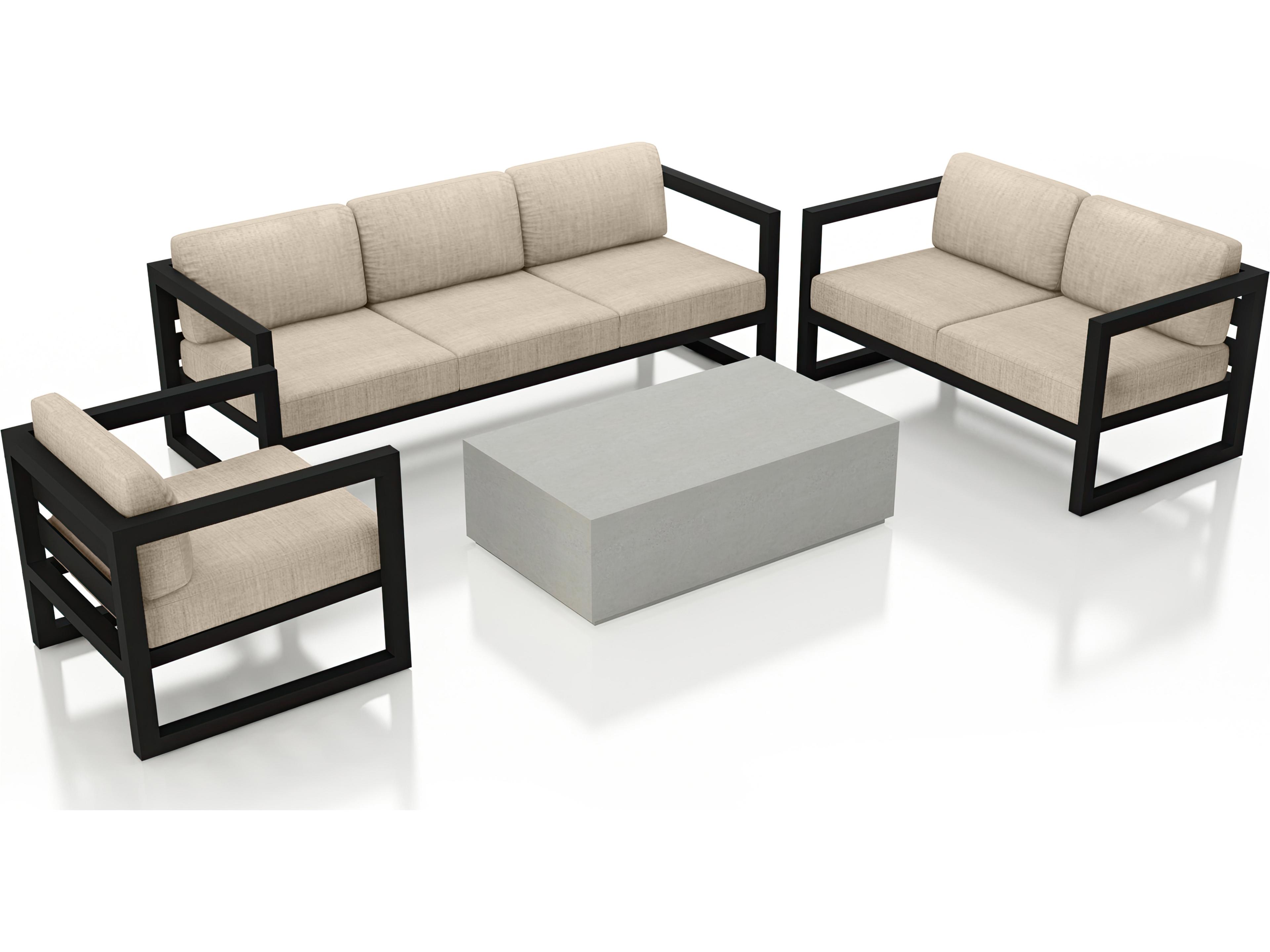 Harmonia Living Avion Aluminum Mason 4 Piece Sofa Outdoor Patio Lounge Set