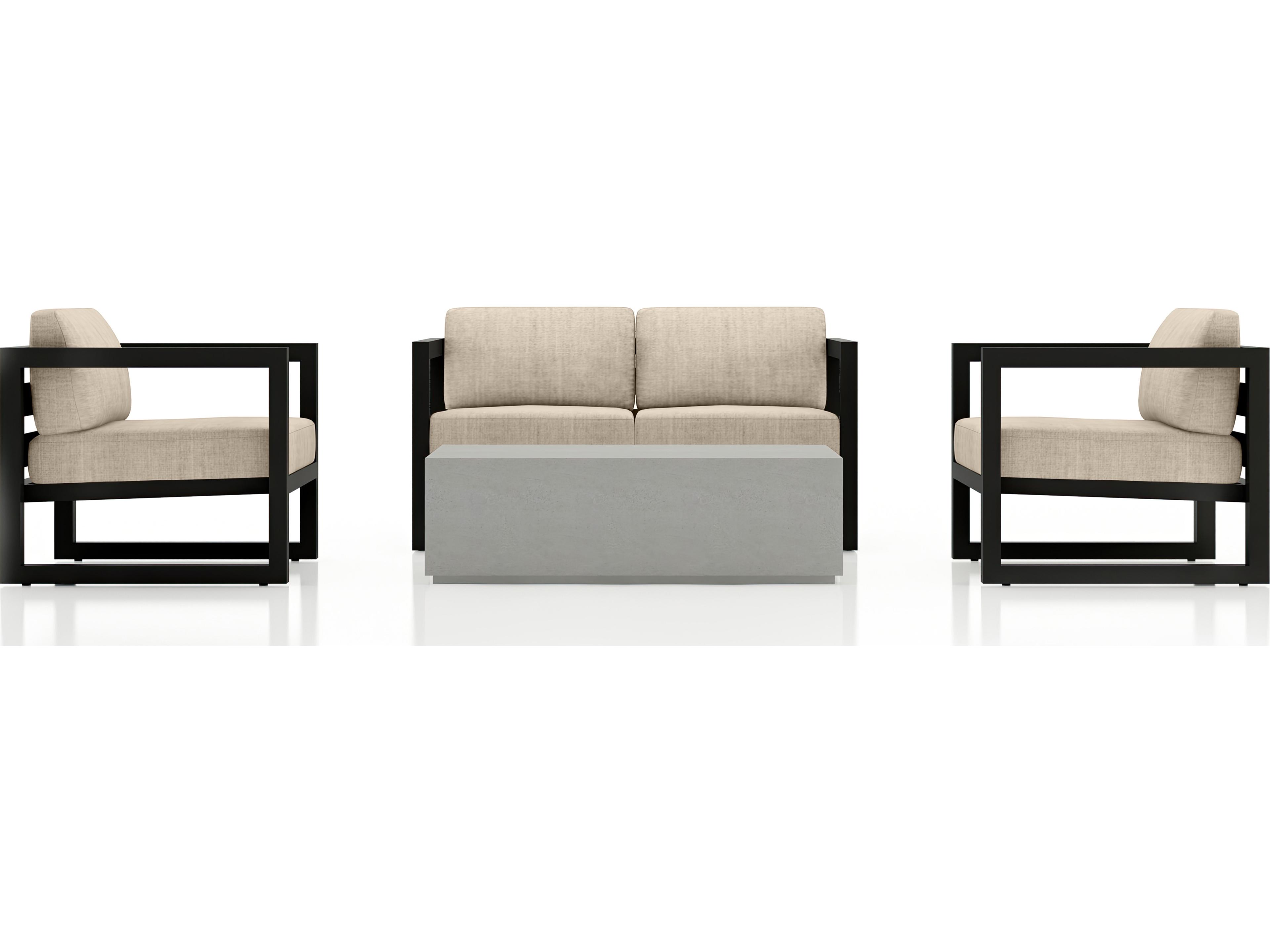 Harmonia Living Avion Aluminum Mason 4 Piece Sofa Patio Lounge Set