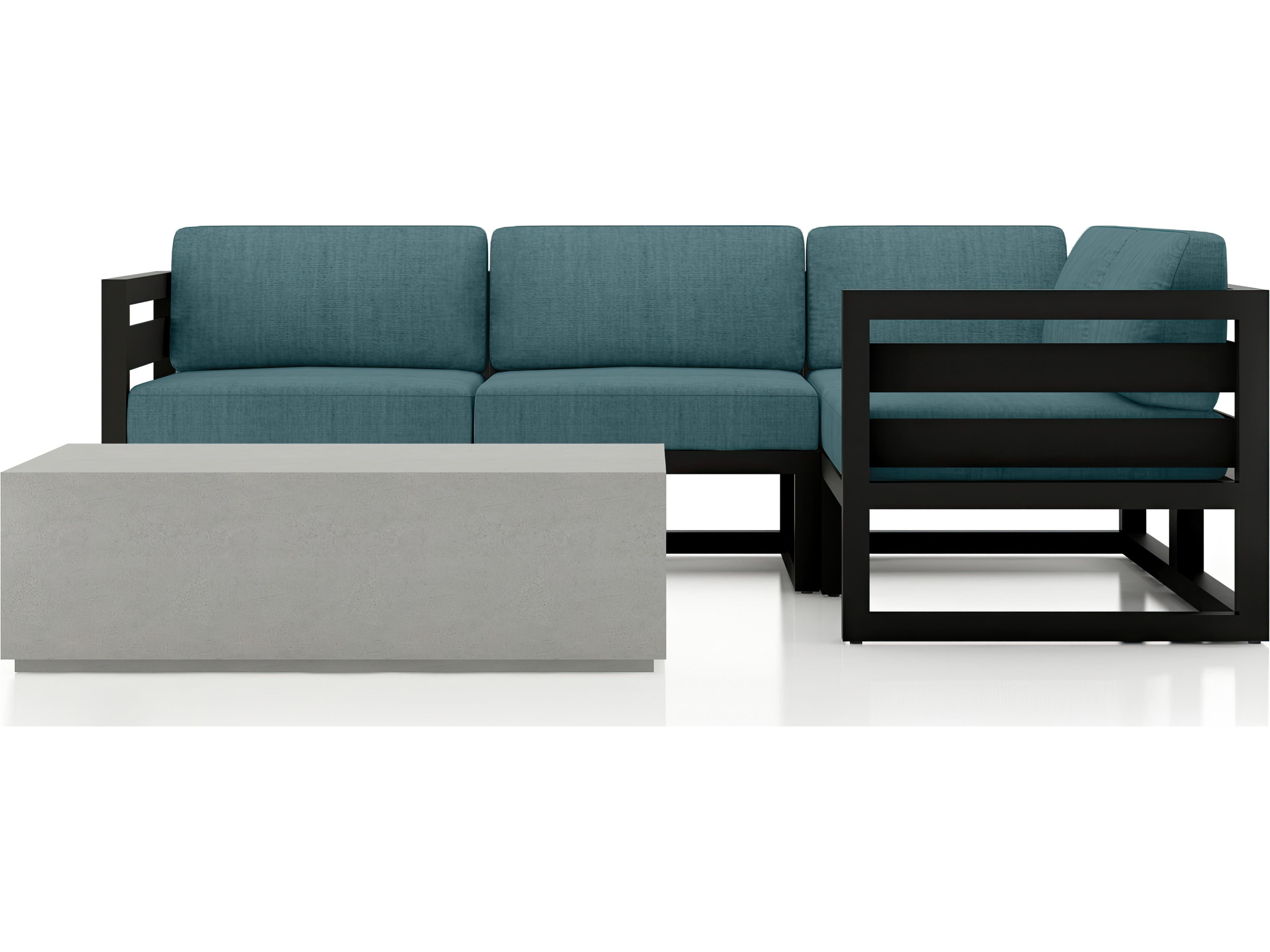 Harmonia Living Avion Aluminum Black Mason 5 Piece Sectional Outdoor Lounge Set