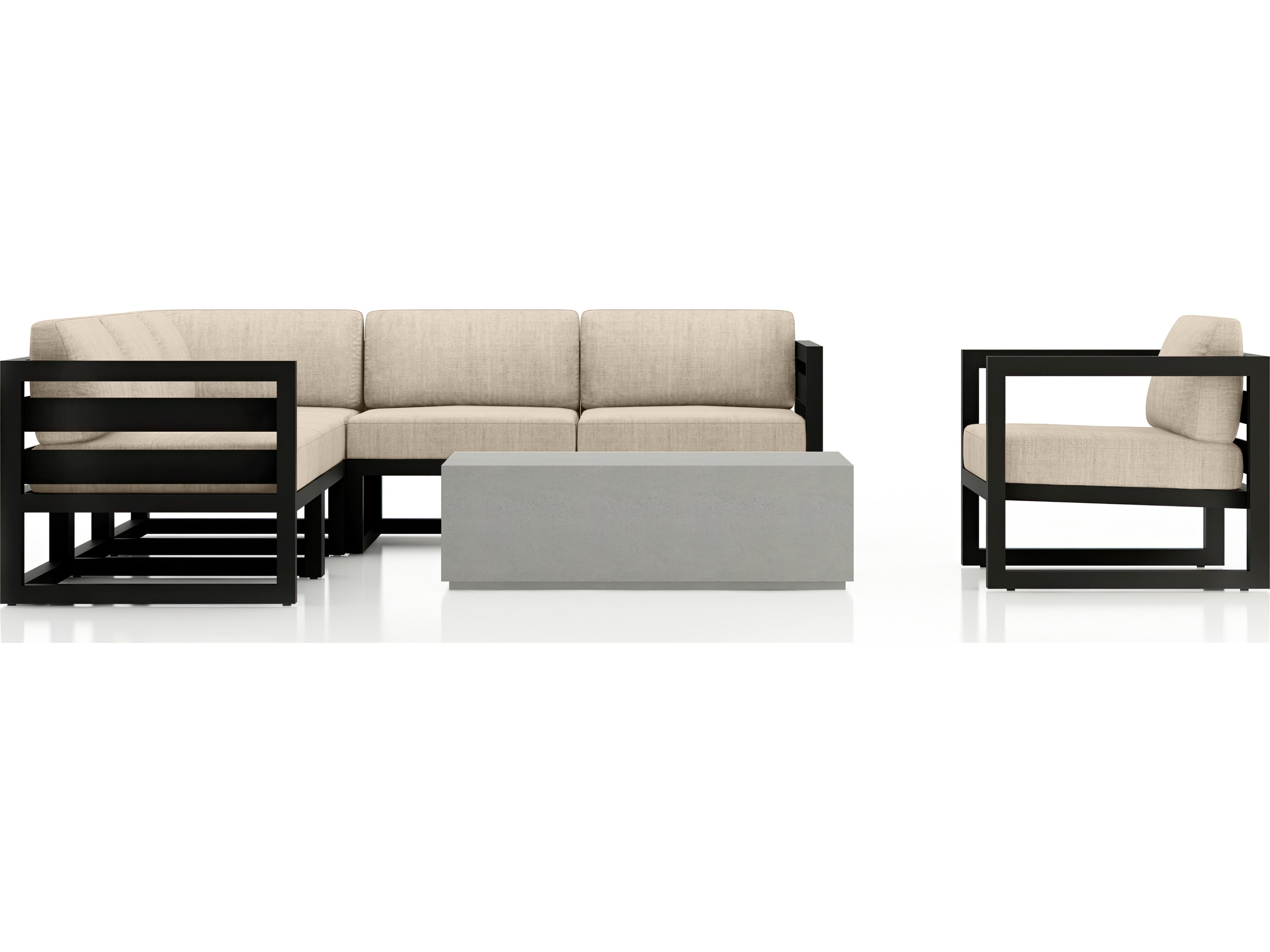 Harmonia Living Avion Aluminum Black Mason 7 Piece Sectional Outdoor Patio Lounge Set