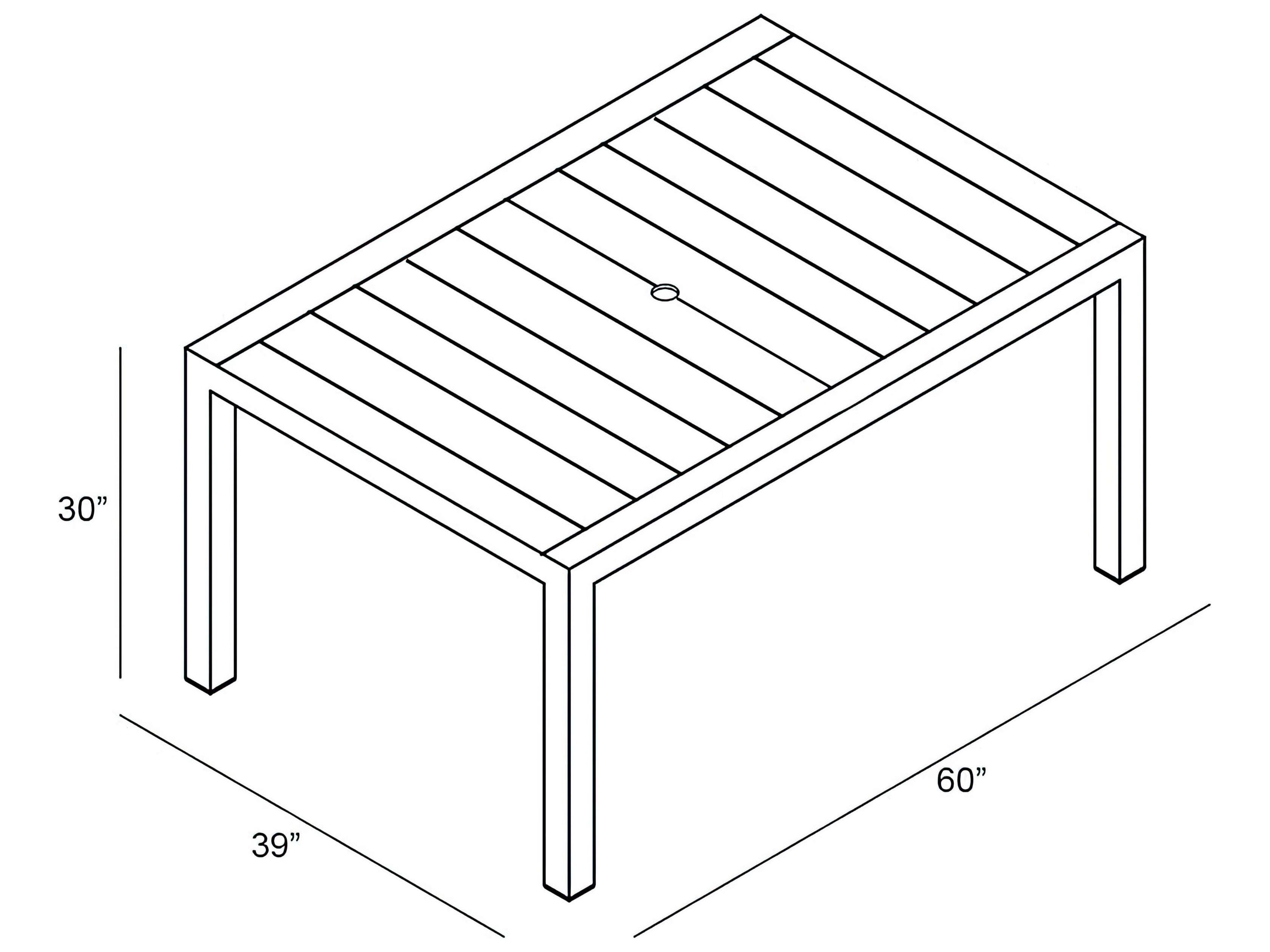 Harmonia Living Classic Teak Rectangular Dining table with Umbrella Hole