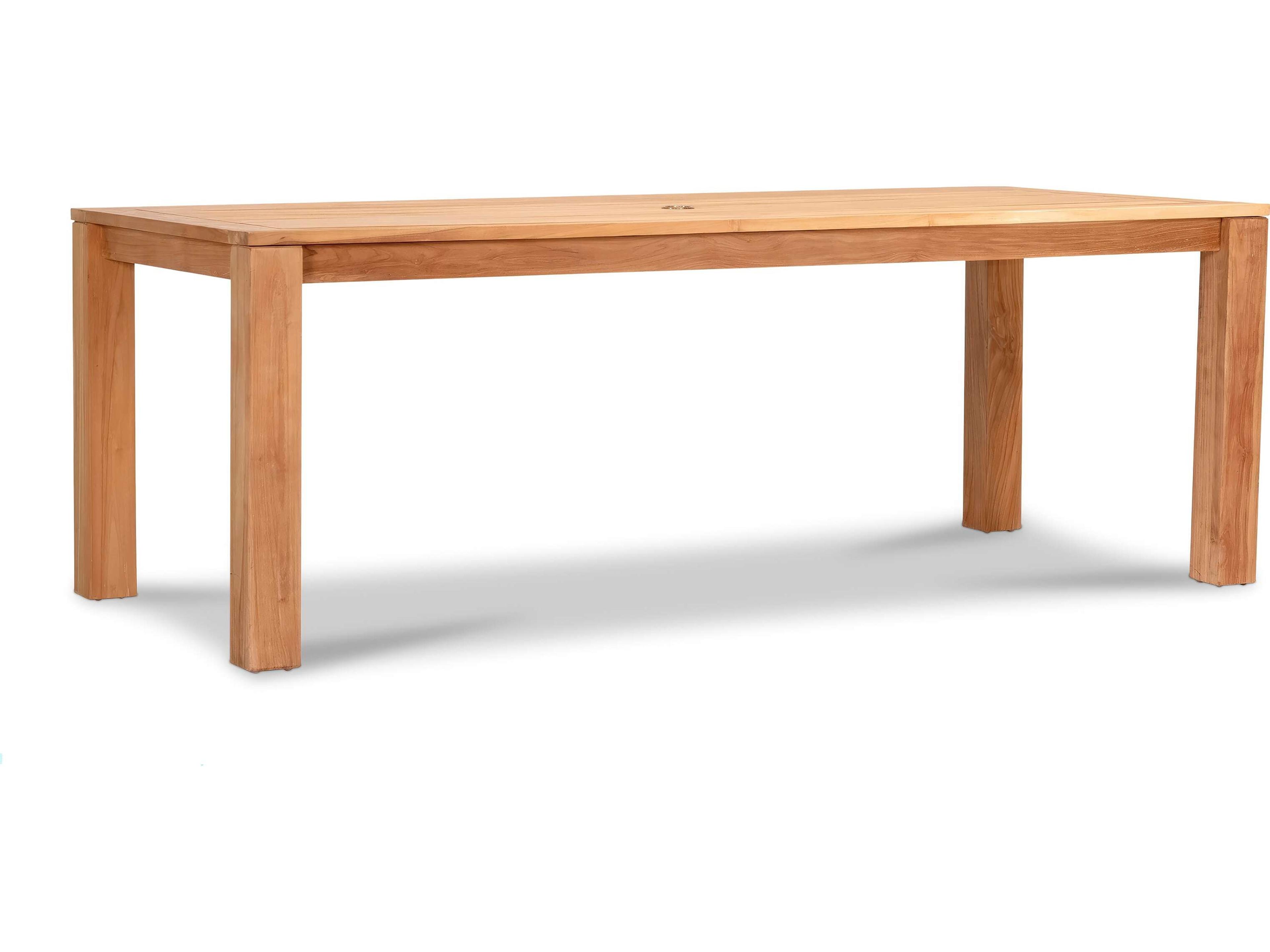Harmonia Living Classic Teak Rectangular Dining table with Umbrella Hole