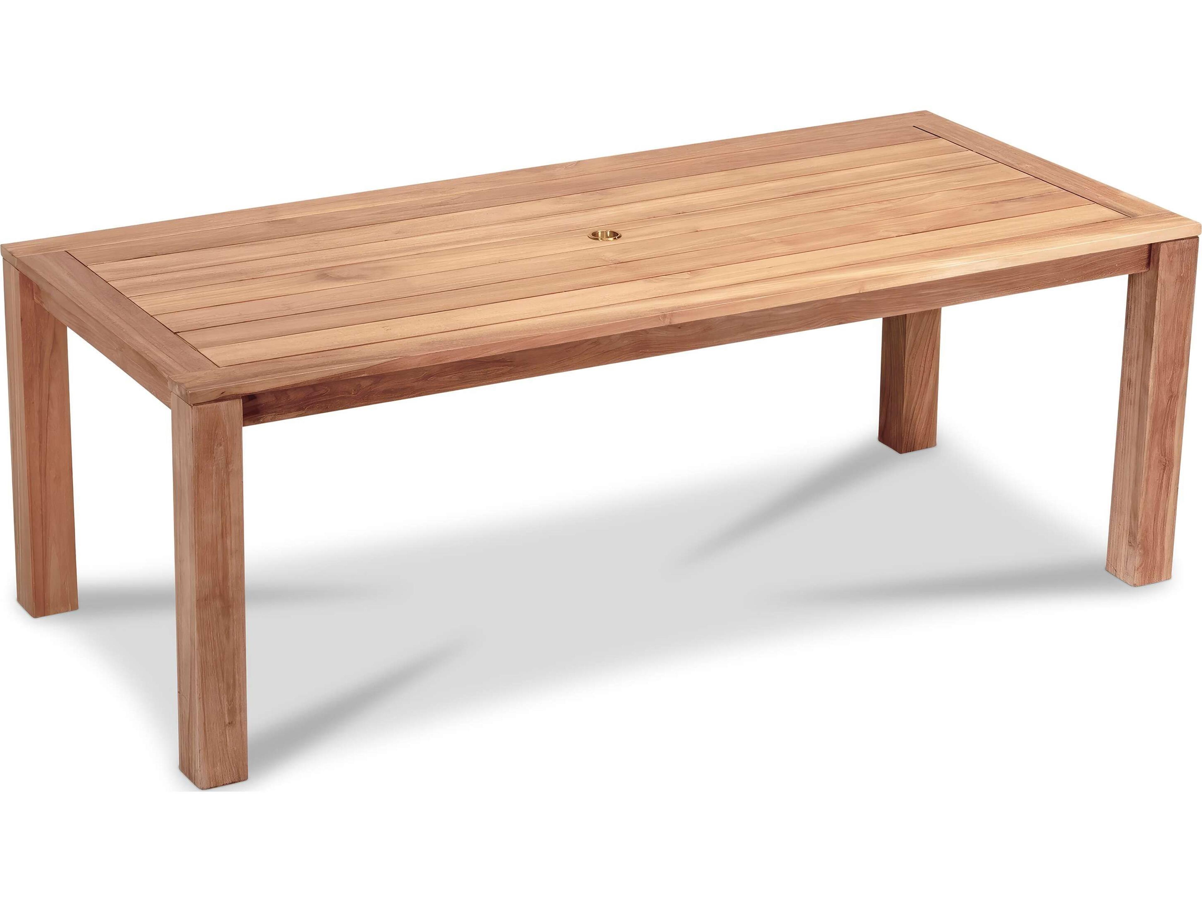 Harmonia Living Classic Teak Rectangular Dining table with Umbrella Hole