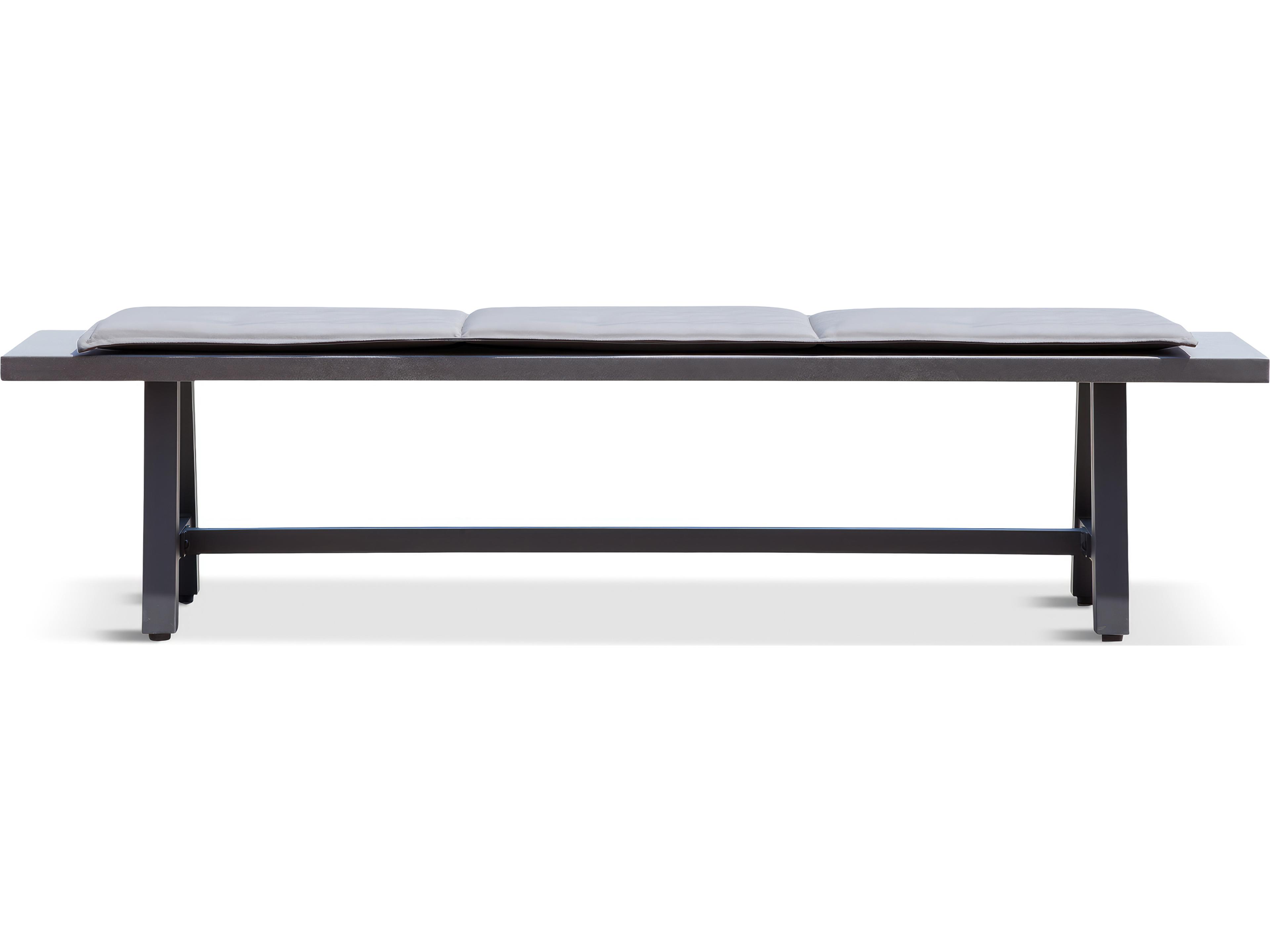 Harmonia Living Commons Aluminum Slate Trestle Dining Patio Bench