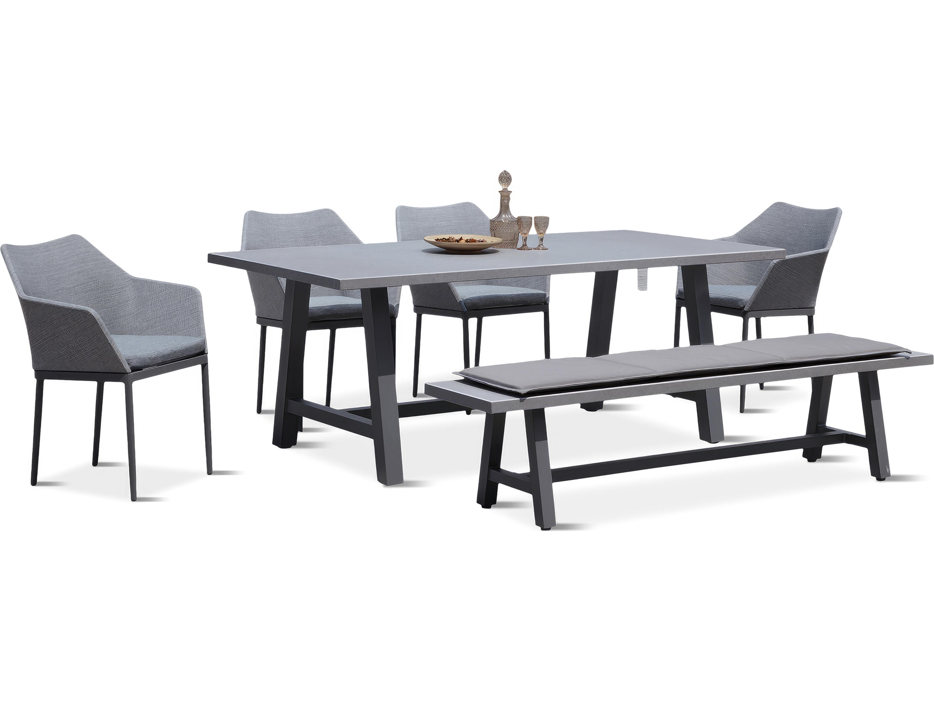 Harmonia Living Commons Aluminum Tailor 6 Piece Outdoor Patio Dining Set