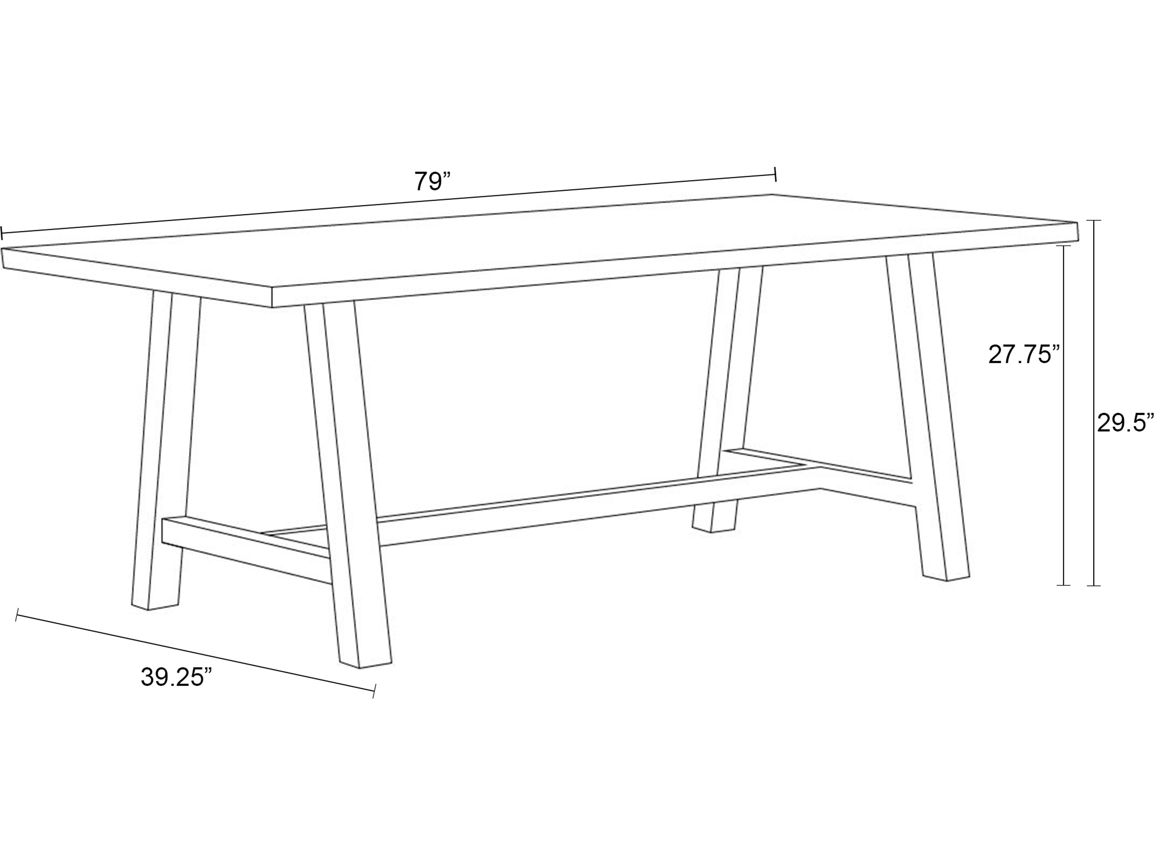 Harmonia Living Commons Aluminum Slate Rectangular Concrete Top Trestle Dining table