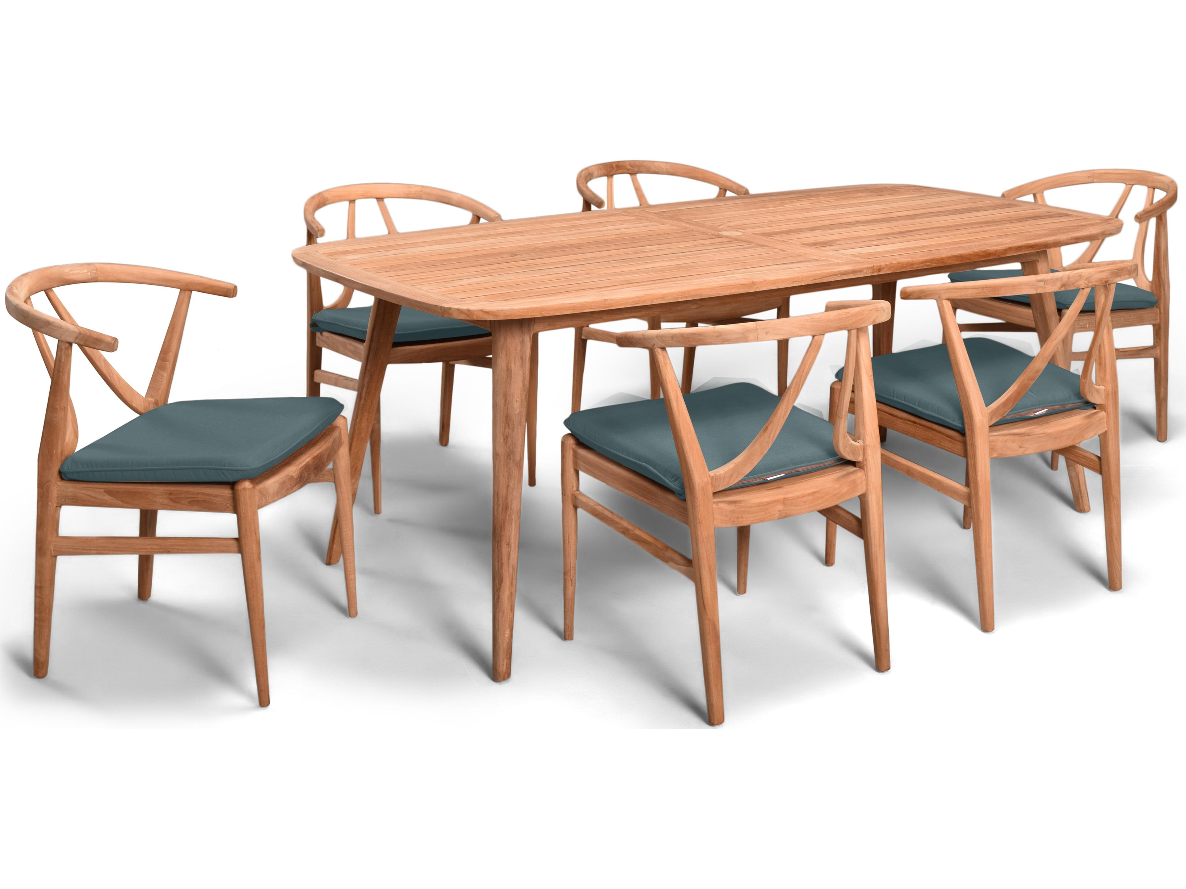 Harmonia Living Holland Teak 7 Piece Outdoor Patio Dining Set