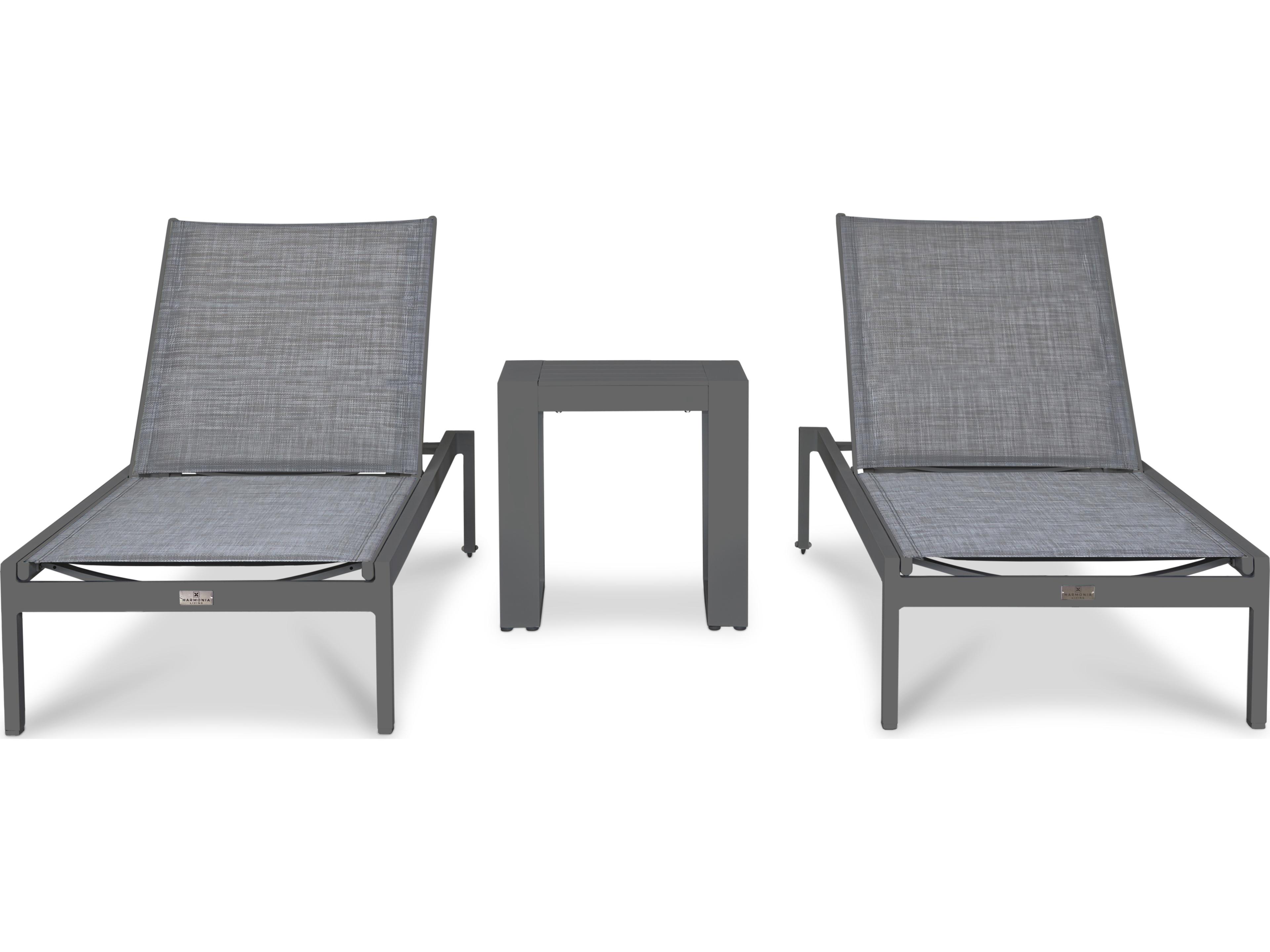 Harmonia Living Lift Aluminum Sling 3 Piece Chaise Outdoor Lounge Set