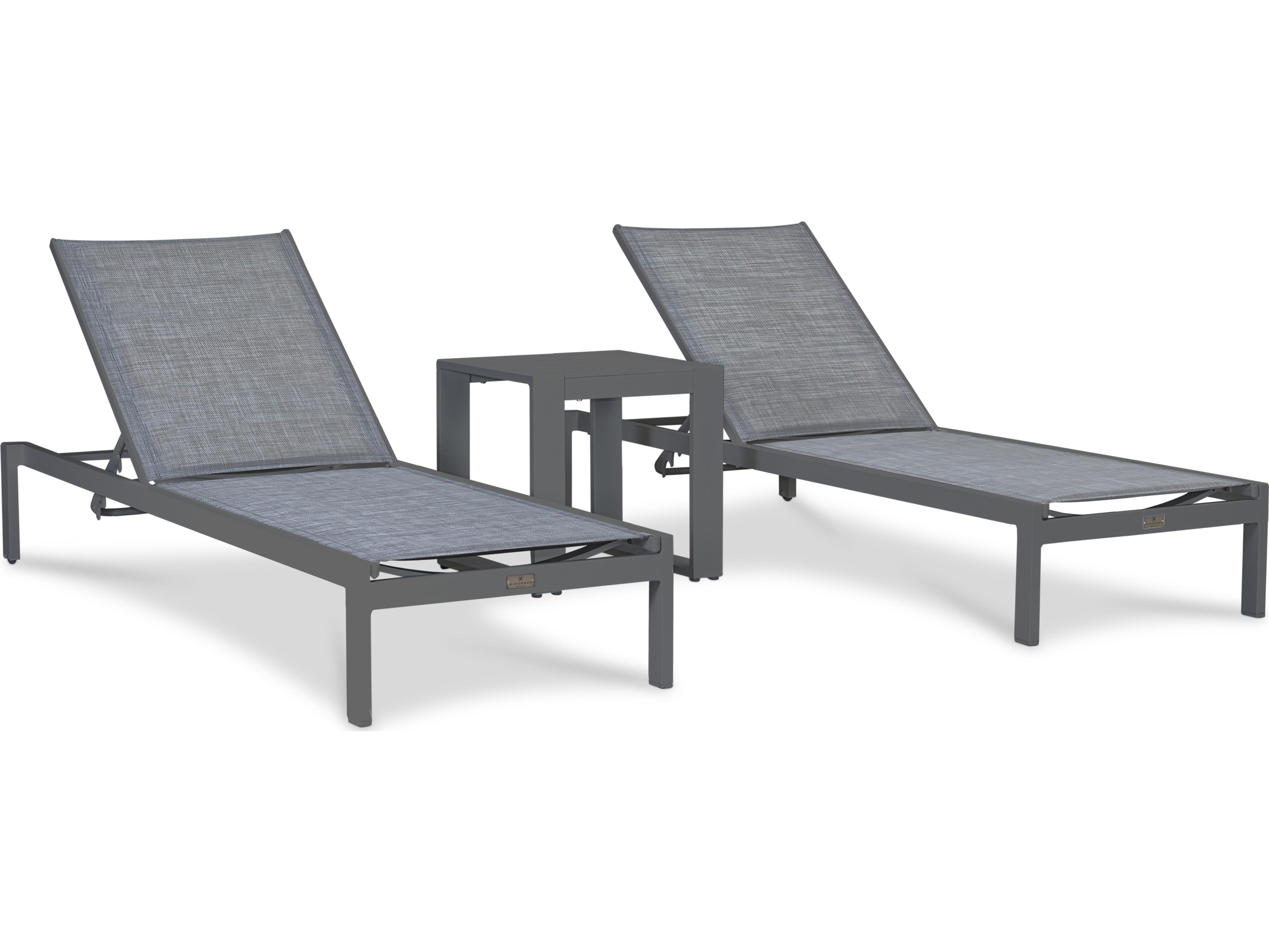 Harmonia Living Lift Aluminum Sling 3 Piece Chaise Outdoor Lounge Set