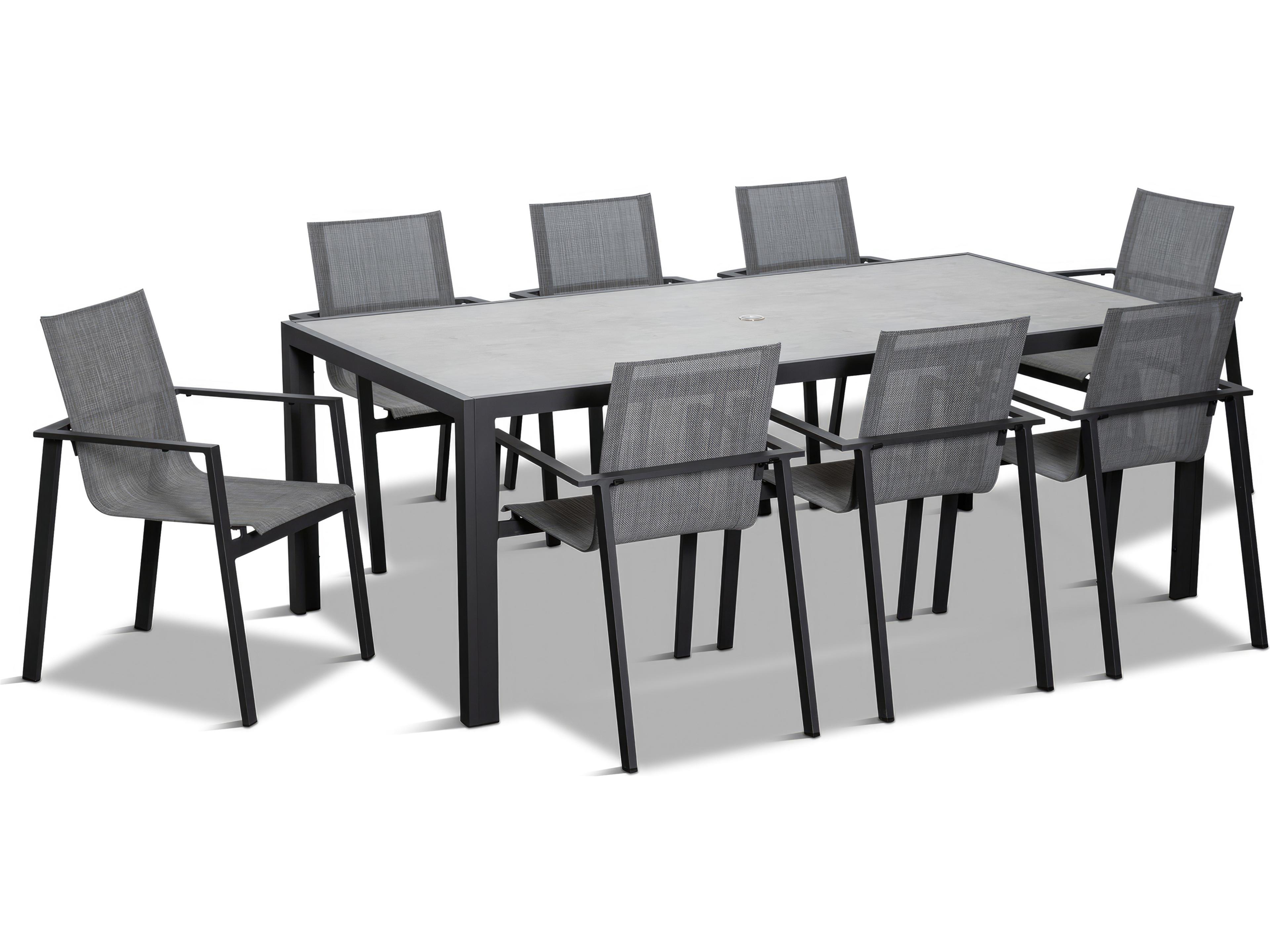 Harmonia Living Lift Aluminum Sling 9 Piece Outdoor Patio Dining Set