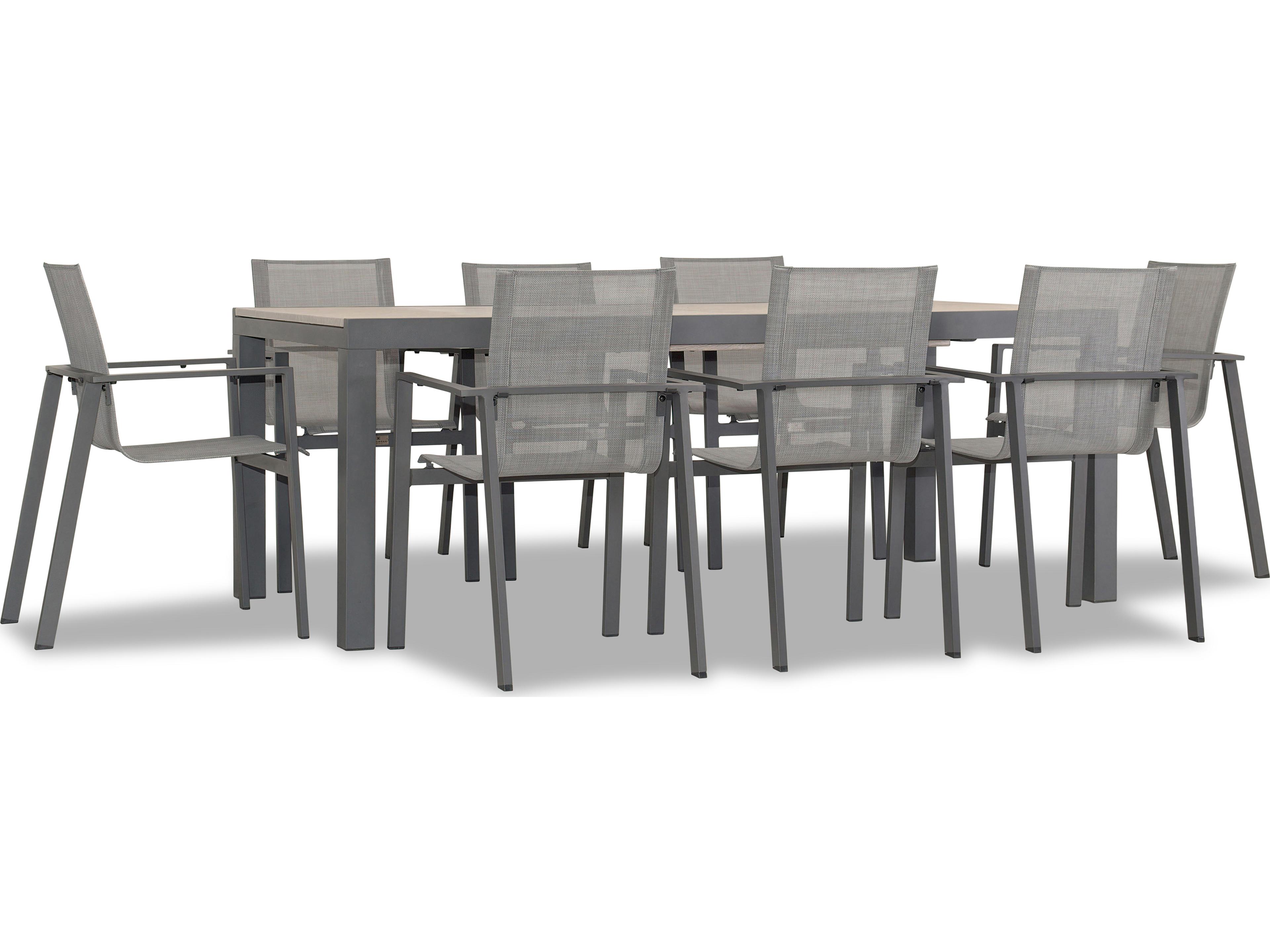 Harmonia Living Lift Aluminum Sling 9 Piece Extendable Patio Dining Set