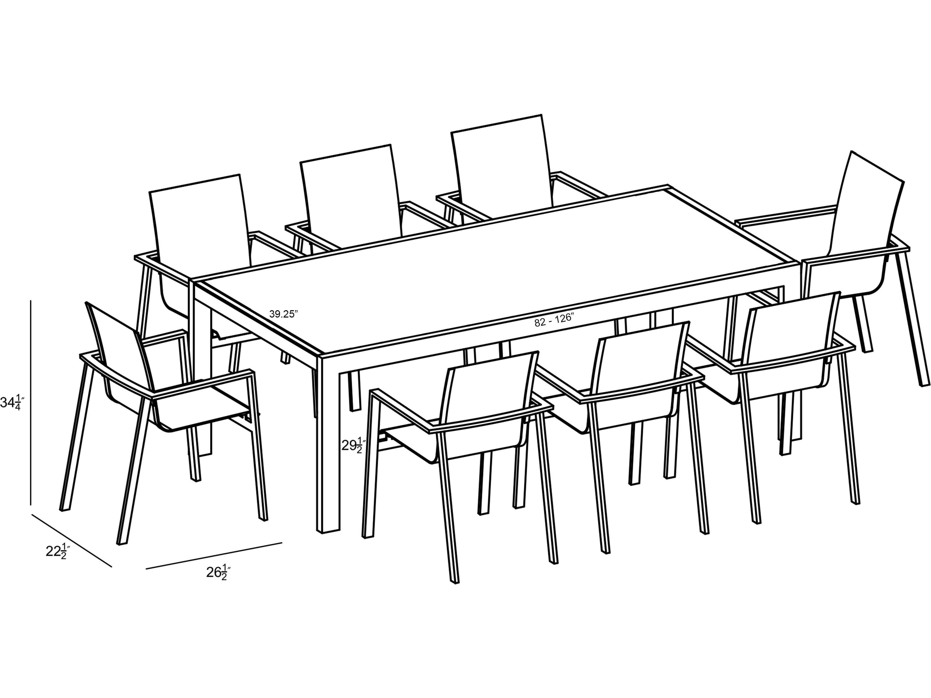 Harmonia Living Lift Aluminum Sling 9 Piece Extendable Patio Dining Set