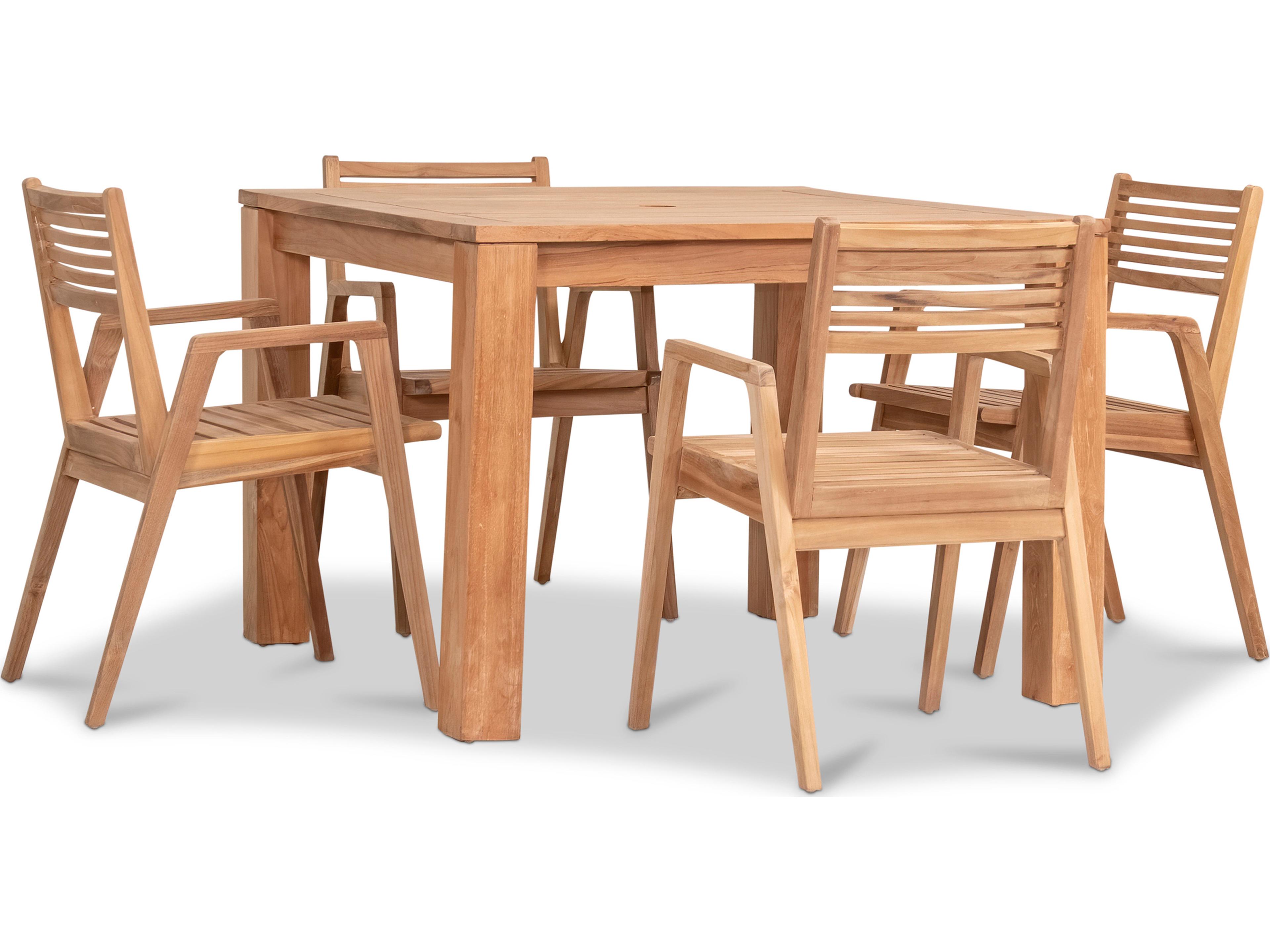 Harmonia Living Link Teak 5 Piece Patio Dining Set
