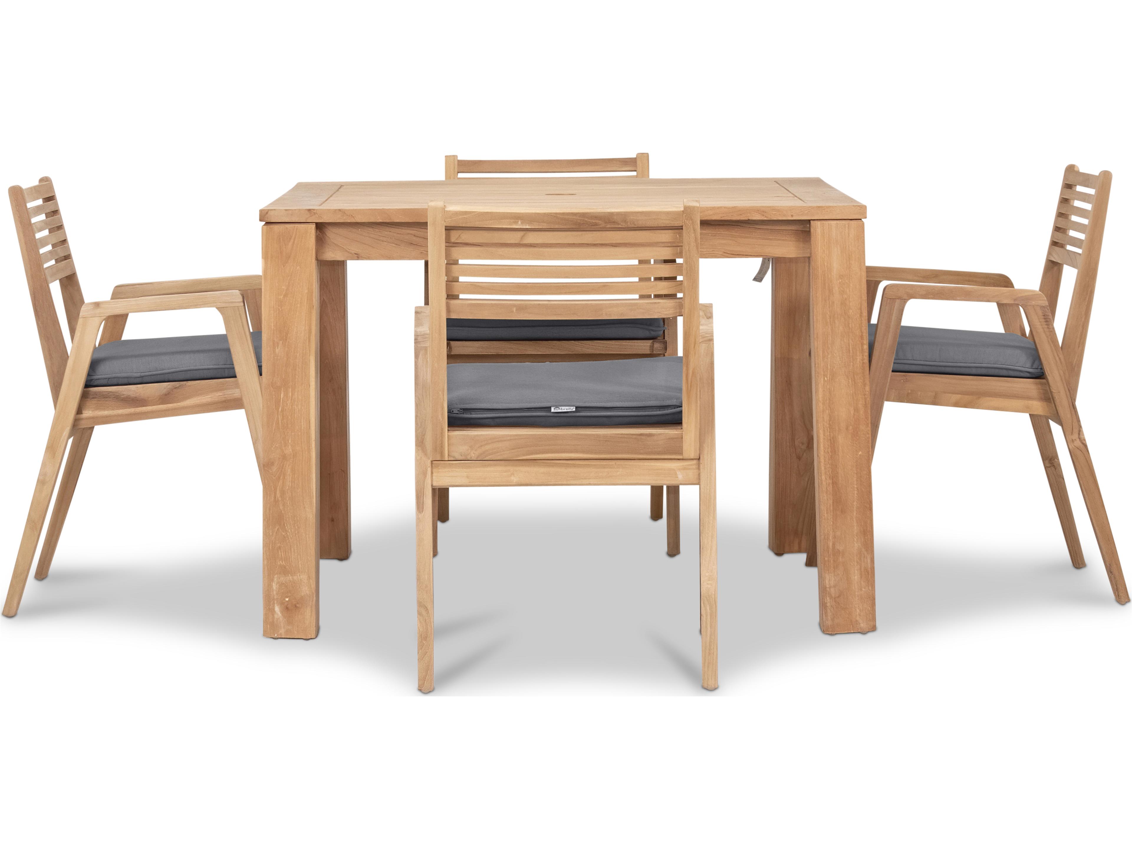Harmonia Living Link Teak 5 Piece Patio Dining Set