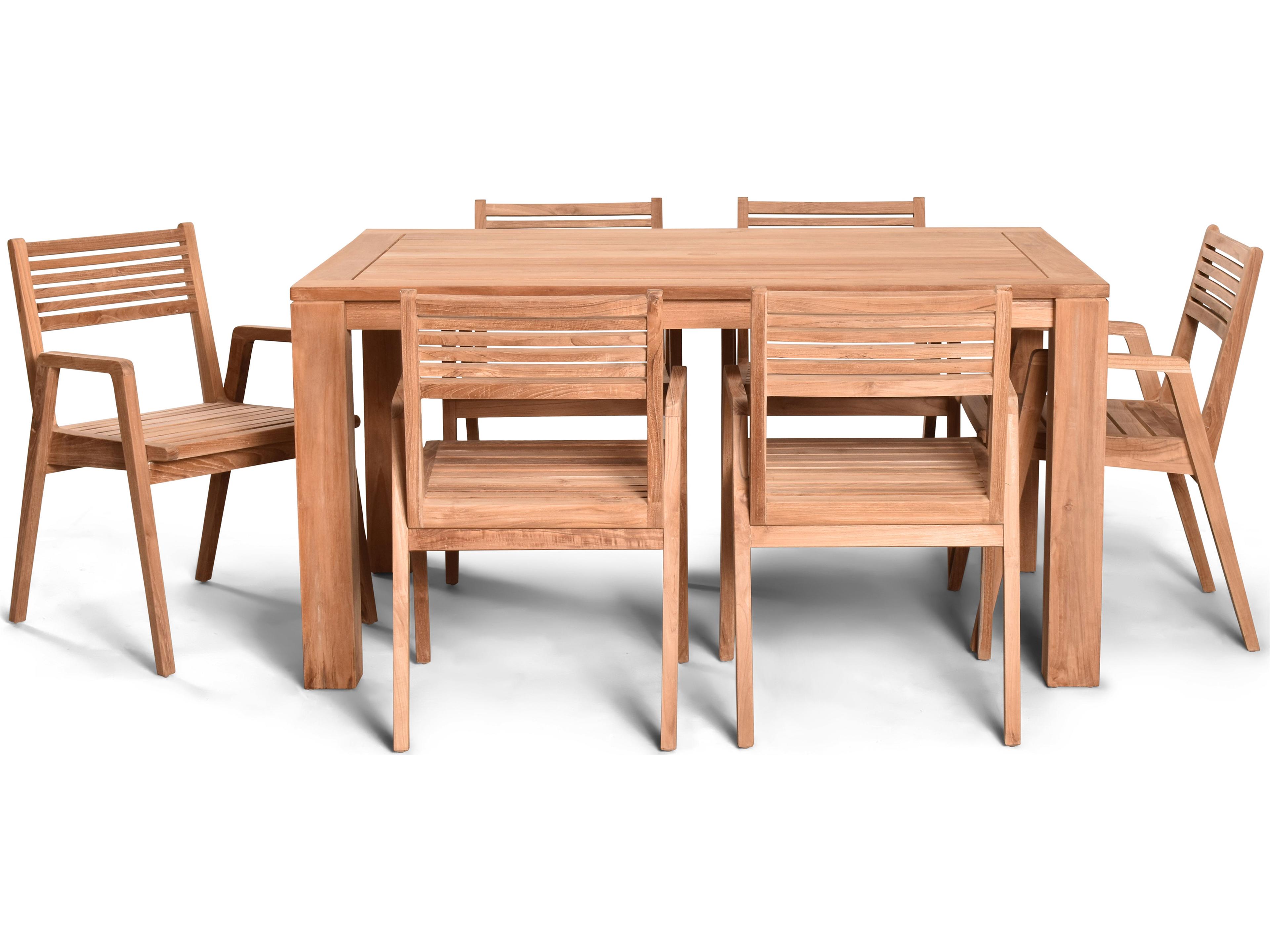 Harmonia Living Link Teak 7 Piece Outdoor Patio Dining Set