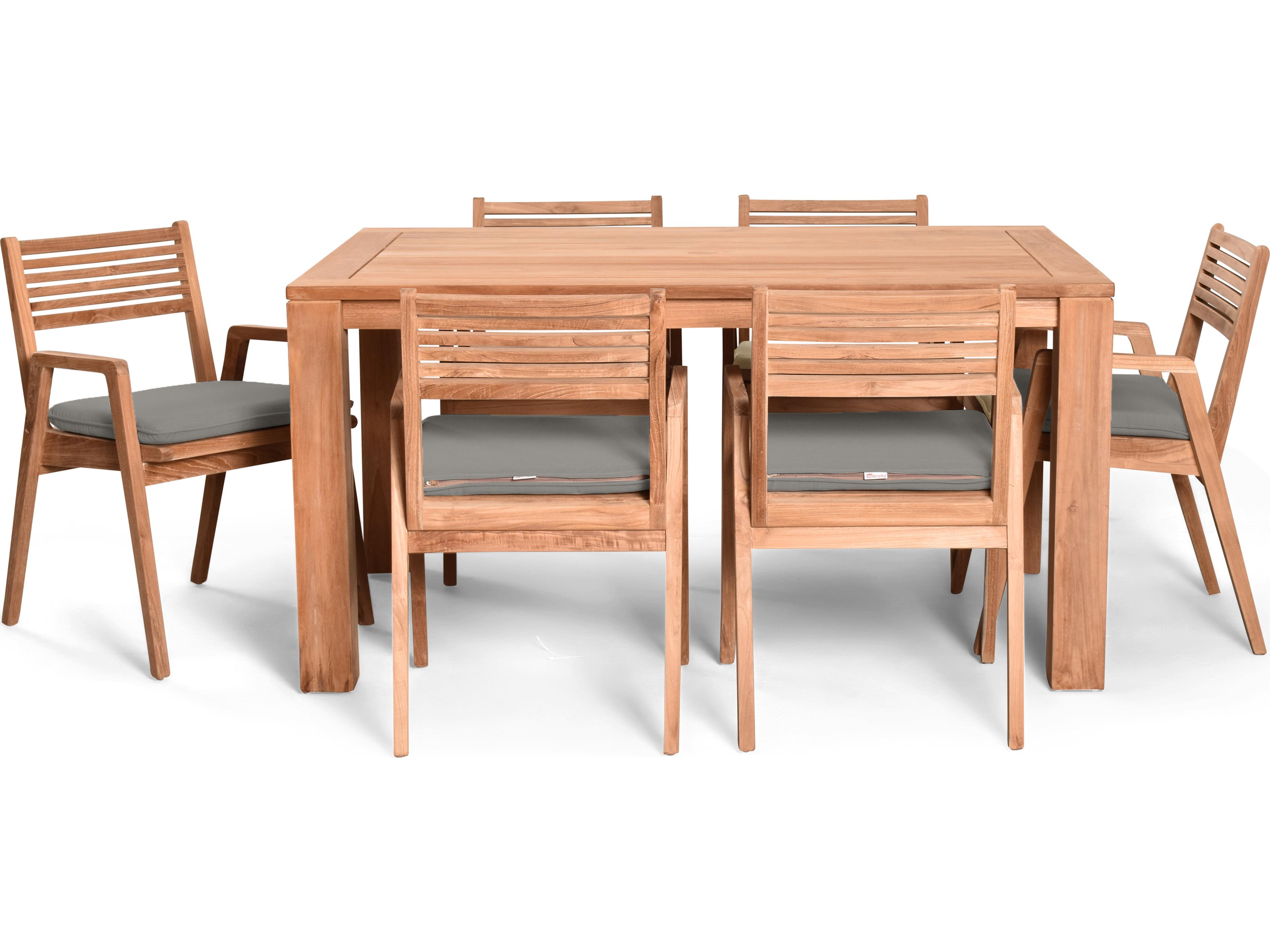 Harmonia Living Link Teak 7 Piece Outdoor Patio Dining Set