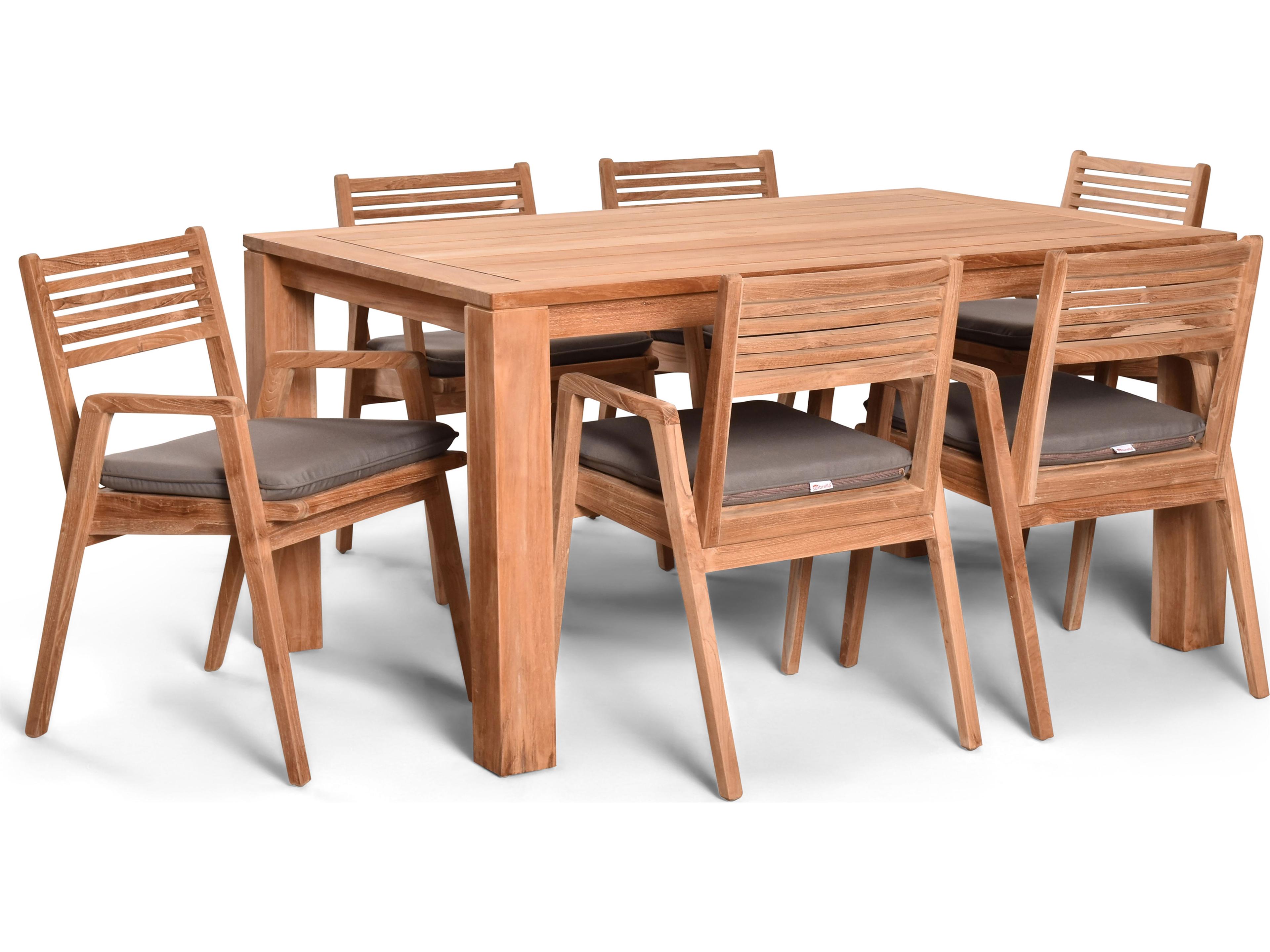 Harmonia Living Link Teak 7 Piece Outdoor Patio Dining Set