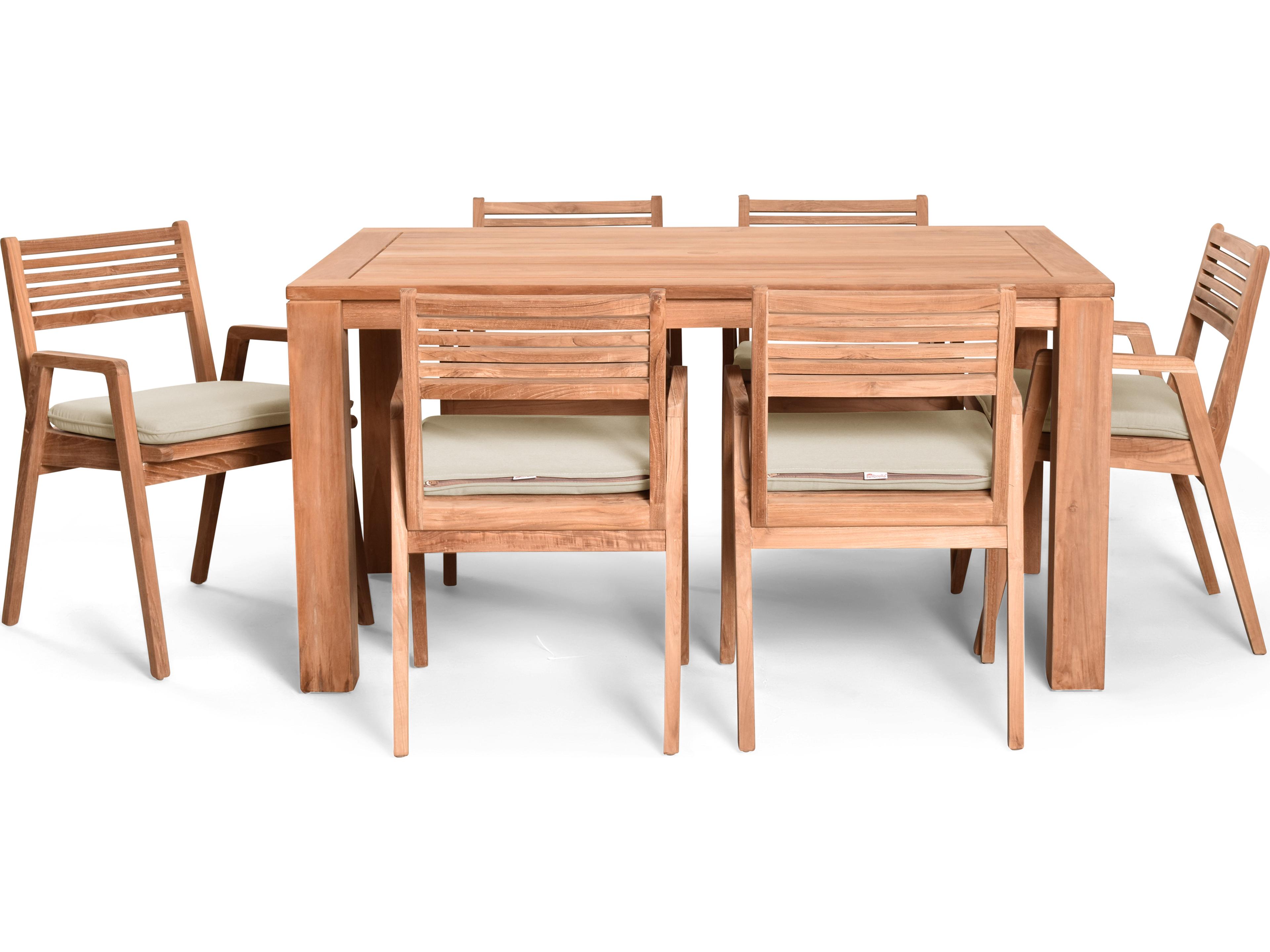 Harmonia Living Link Teak 7 Piece Outdoor Patio Dining Set