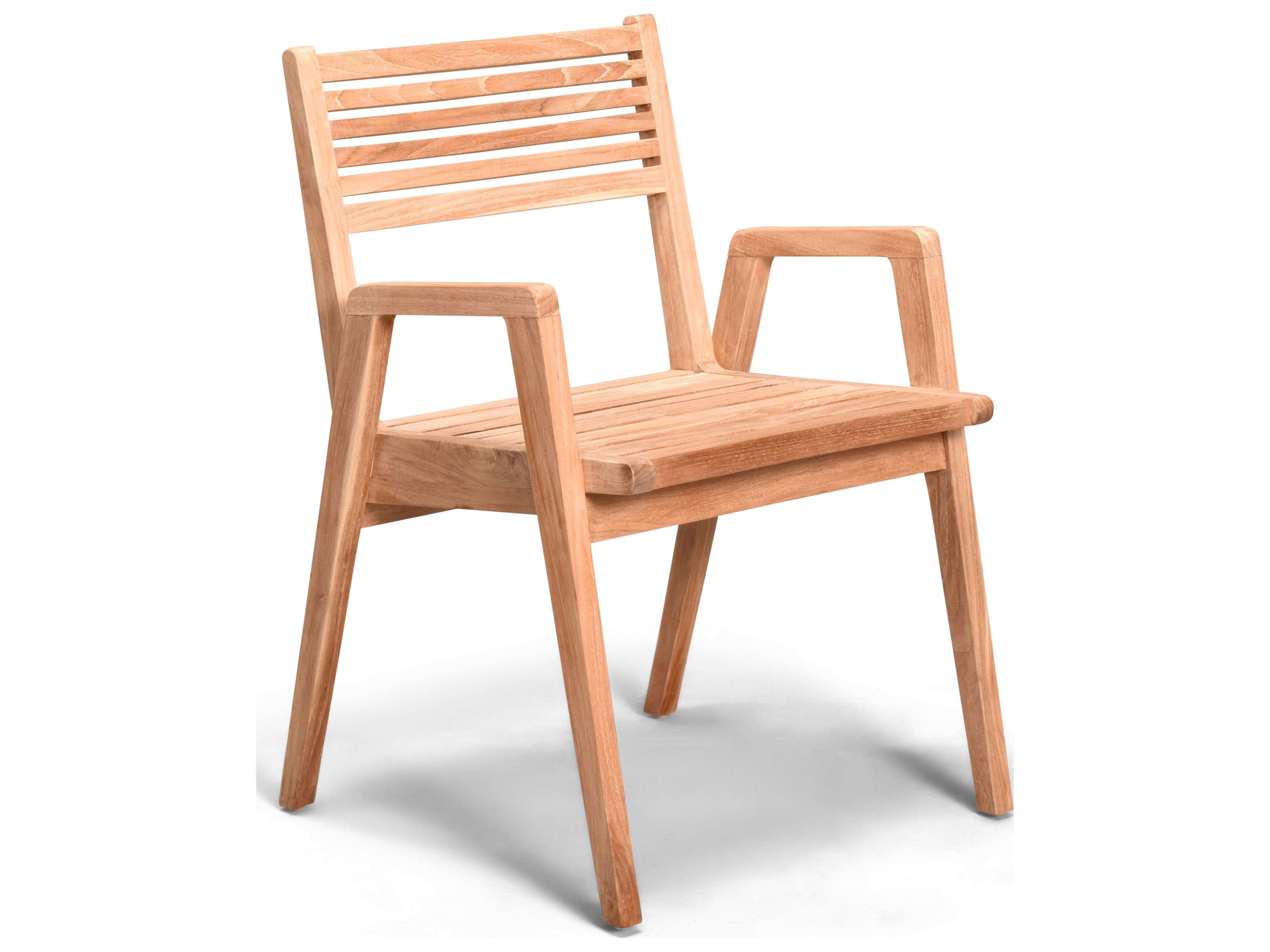 Harmonia Living Link Teak Stackable Outdoor Patio Dining Arm Chair
